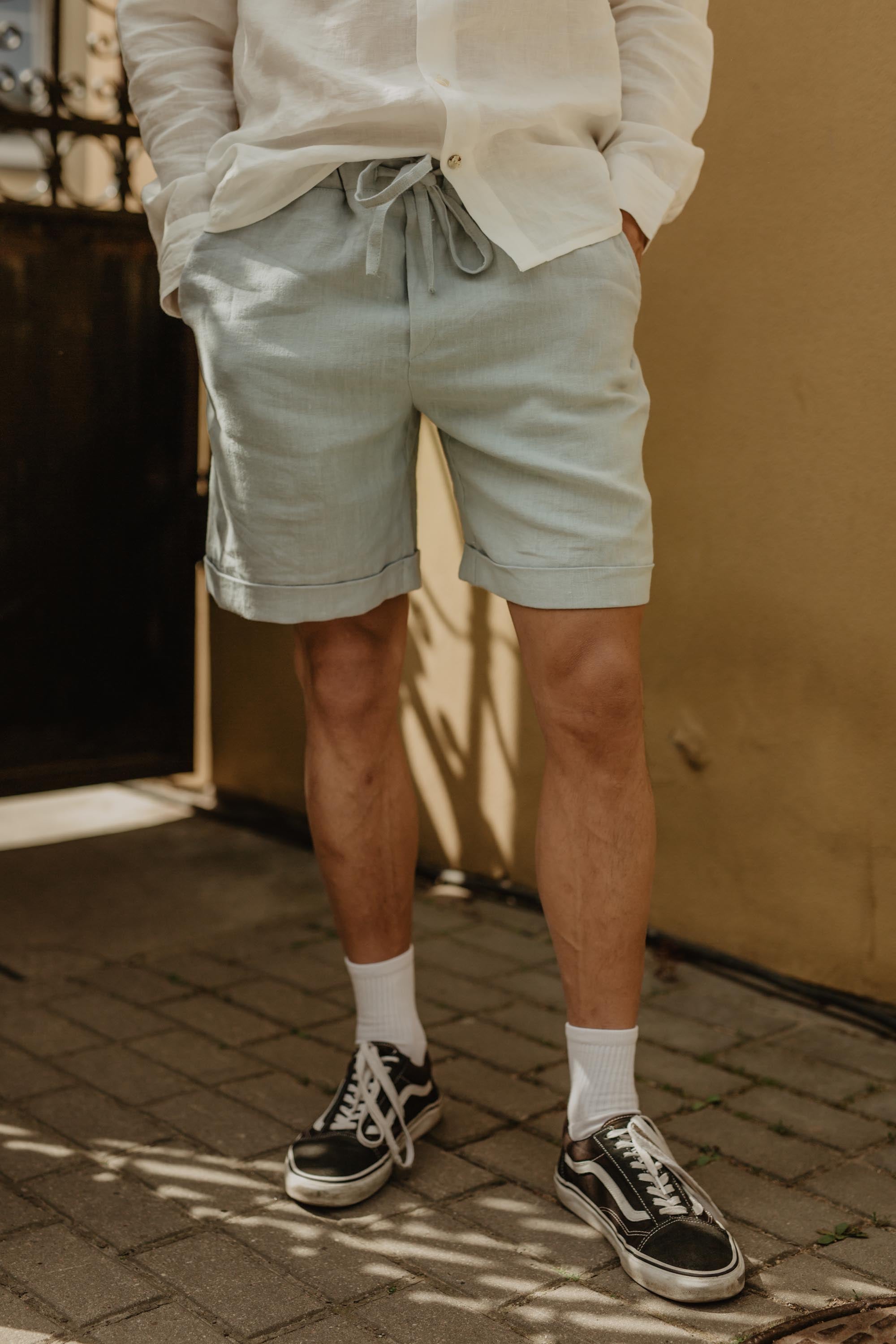 Ares Linen Shorts (Sage Green)