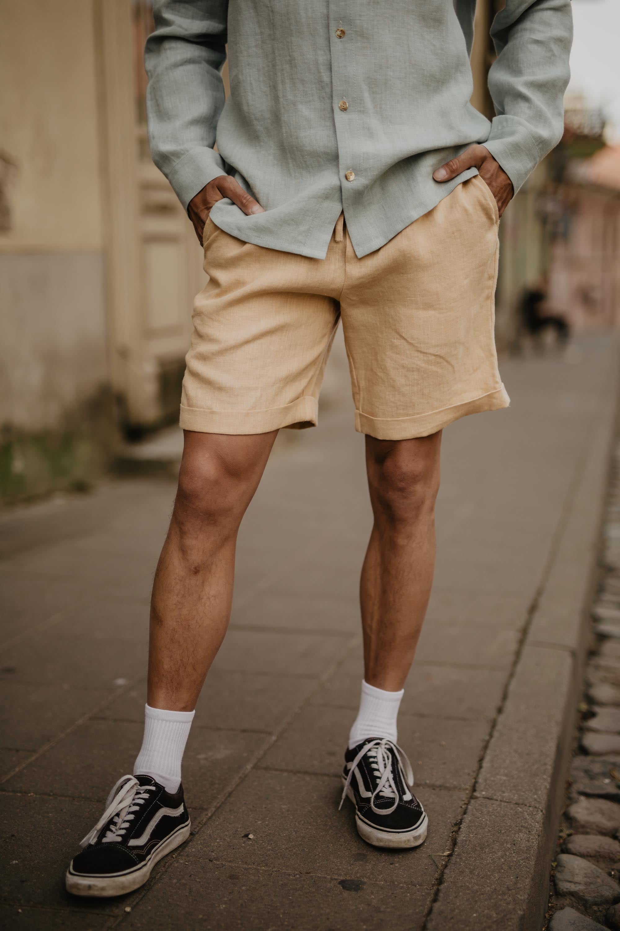 Ares Linen Shorts (Mustard)