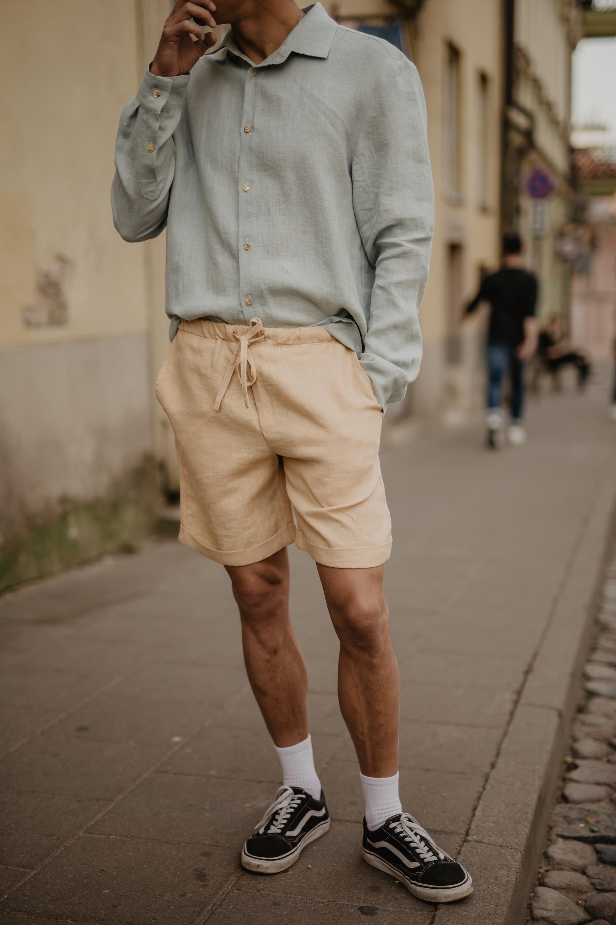 Ares Linen Shorts (Mustard)