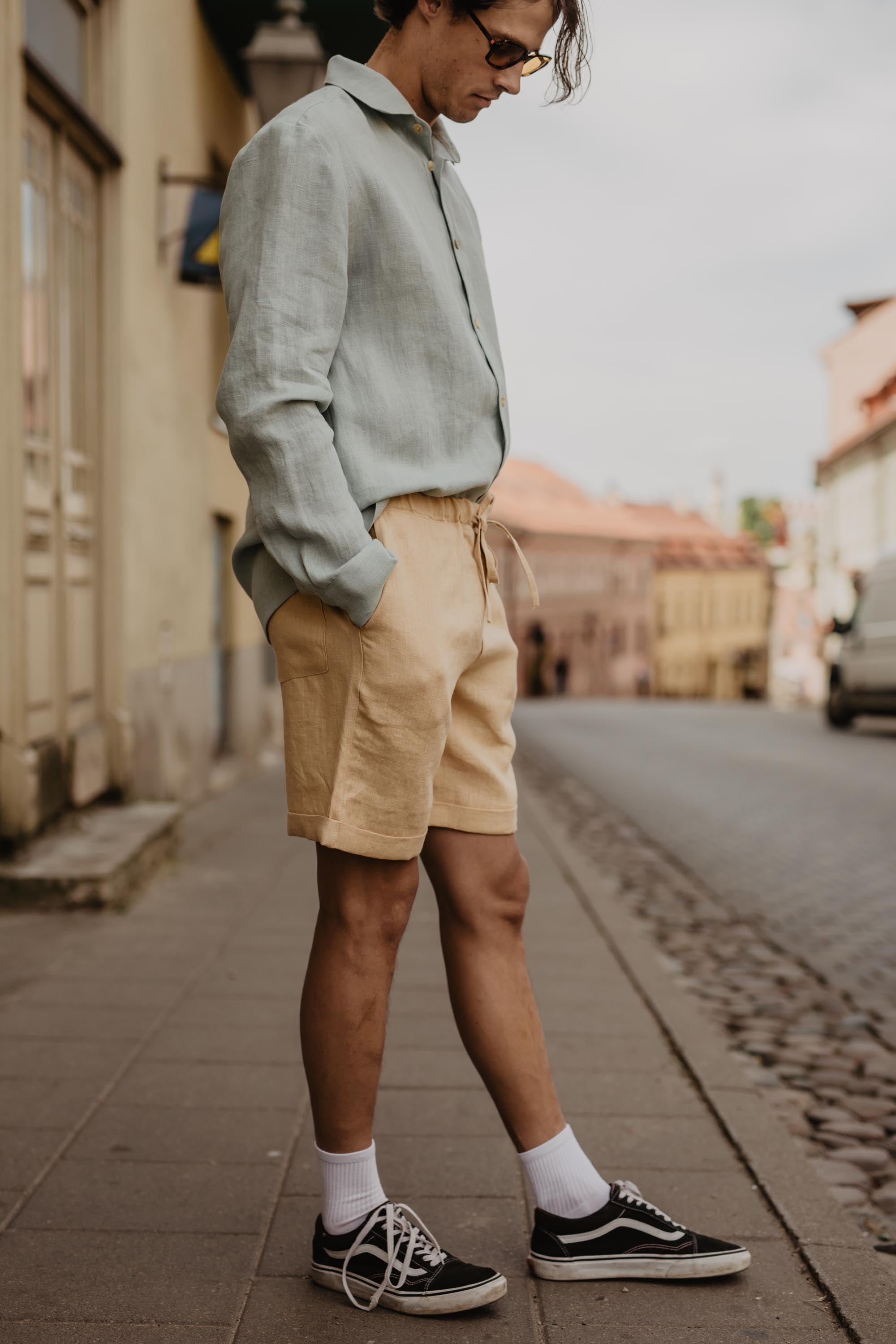 Ares Linen Shorts (Mustard)