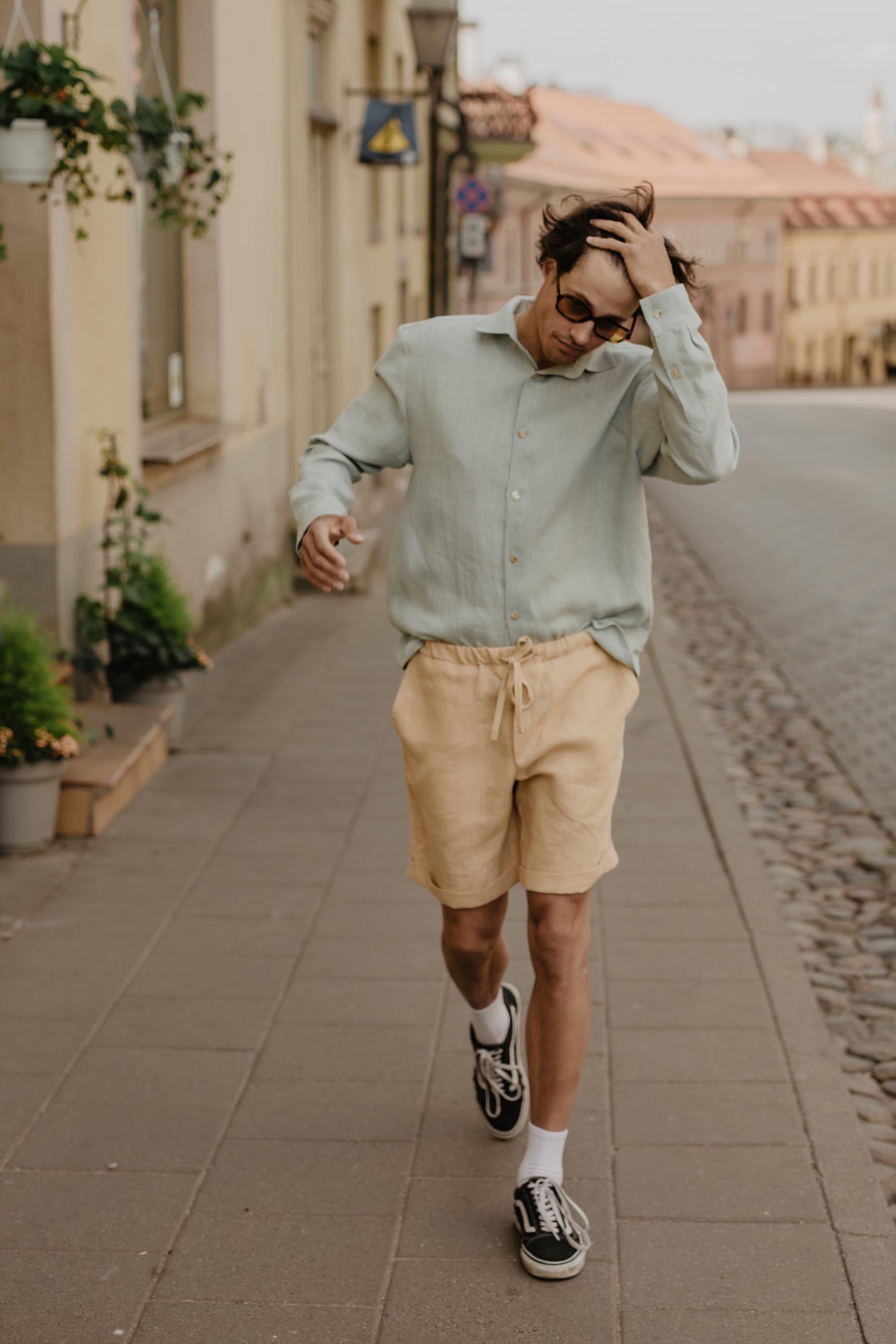 Ares Linen Shorts (Mustard)