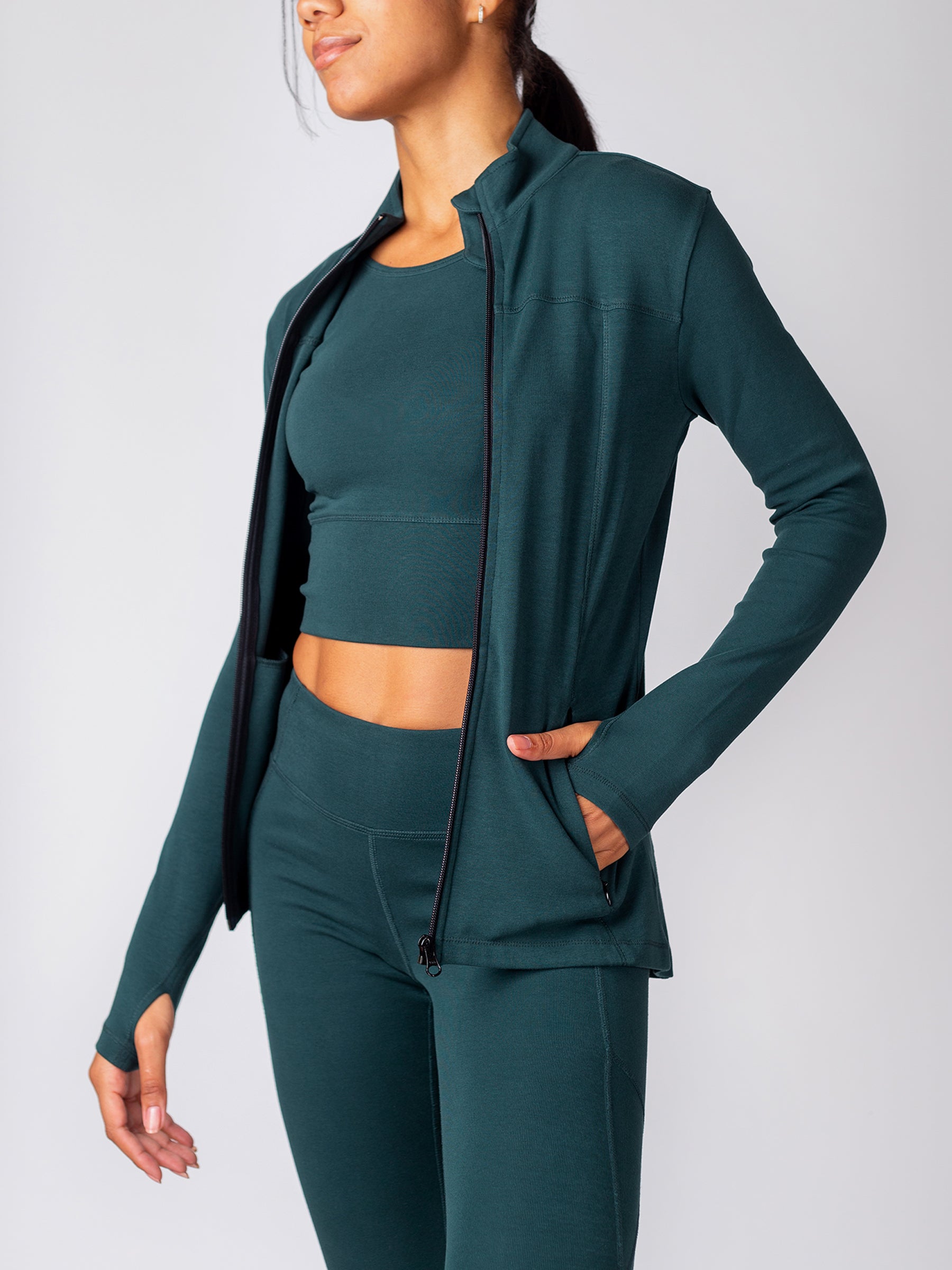 PlantTec™ Organic Contour Jacket | Monstera, a Organic Activewear by Happy Earth Apparel
