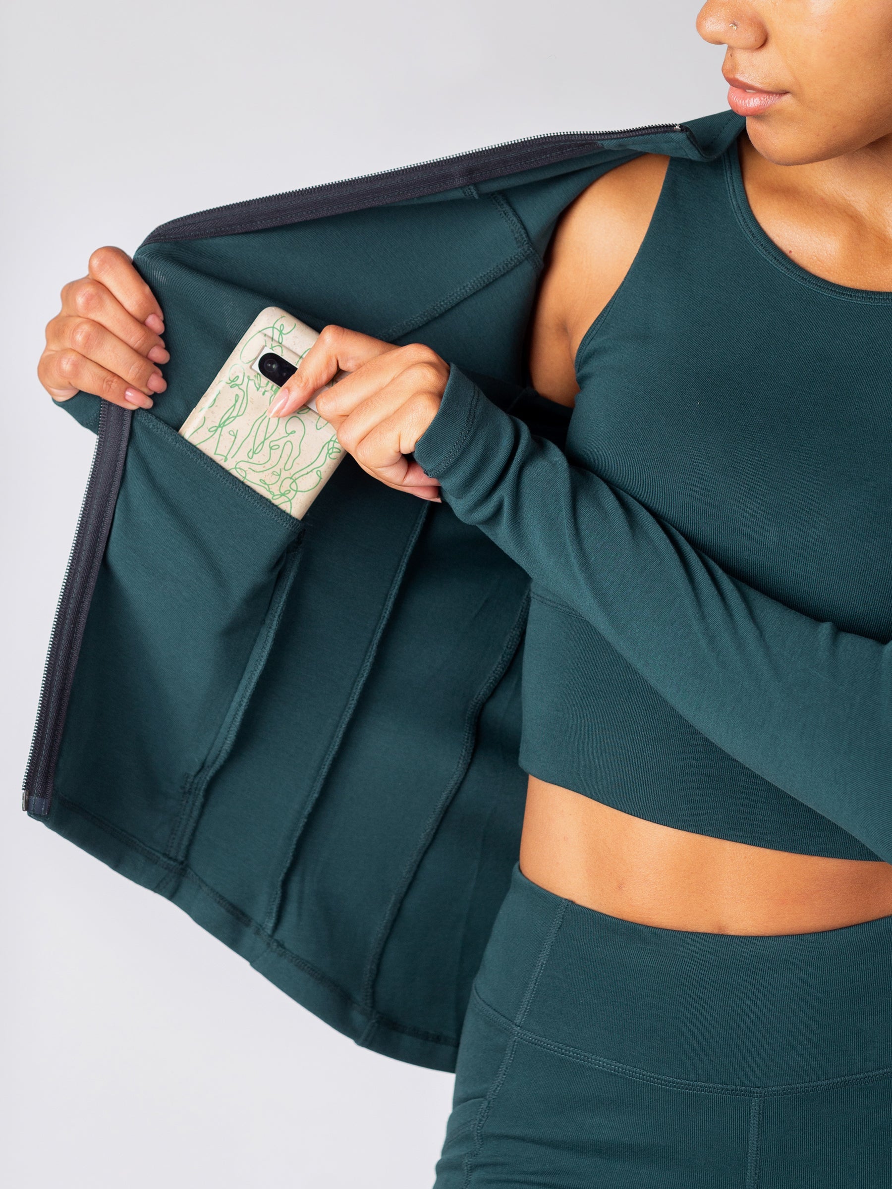 PlantTec™ Organic Contour Jacket | Monstera, a Organic Activewear by Happy Earth Apparel
