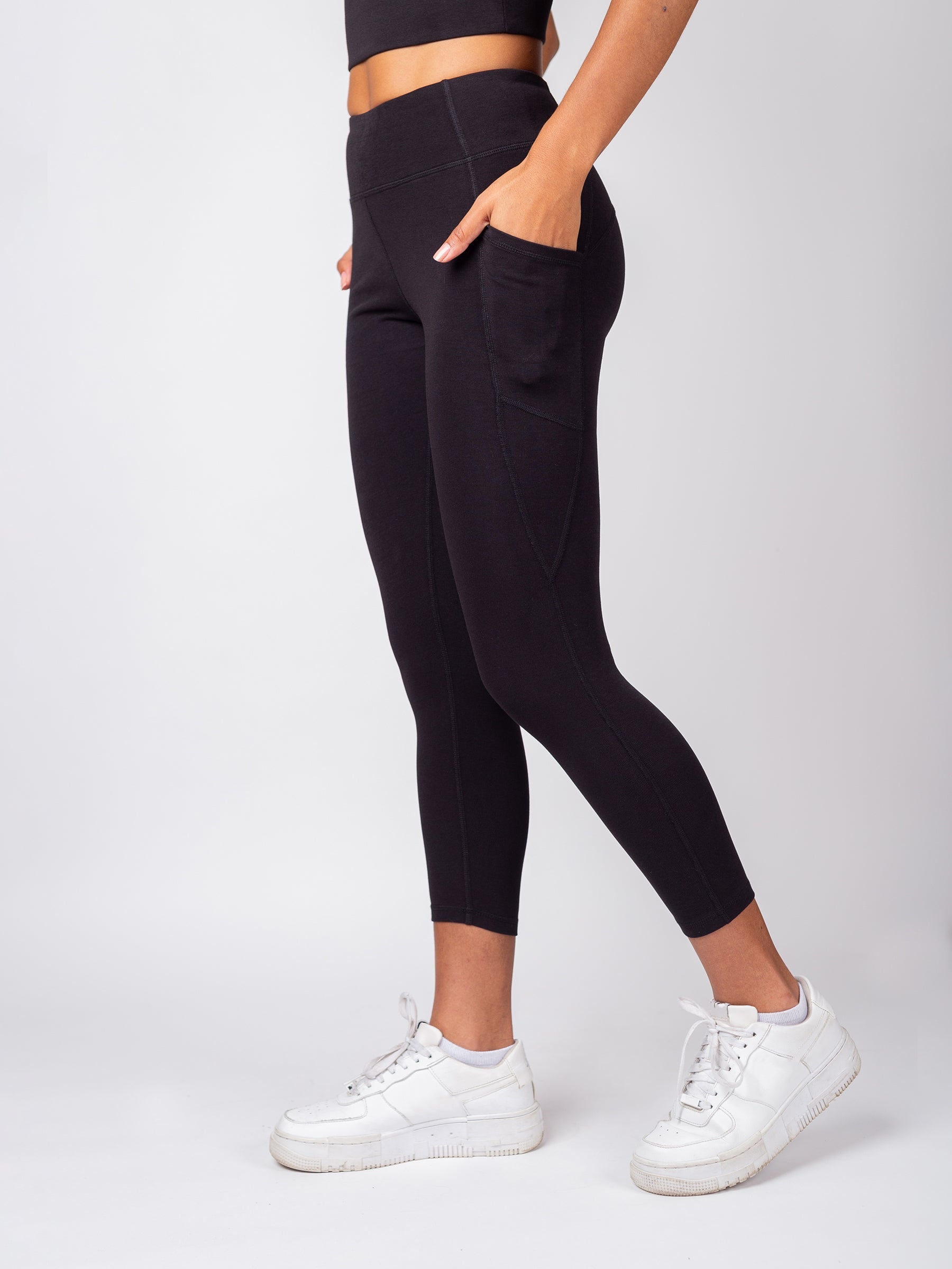 PlantTec™ Organic Crop/Petite Leggings | Eclipse, a Organic Activewear by Happy Earth Apparel