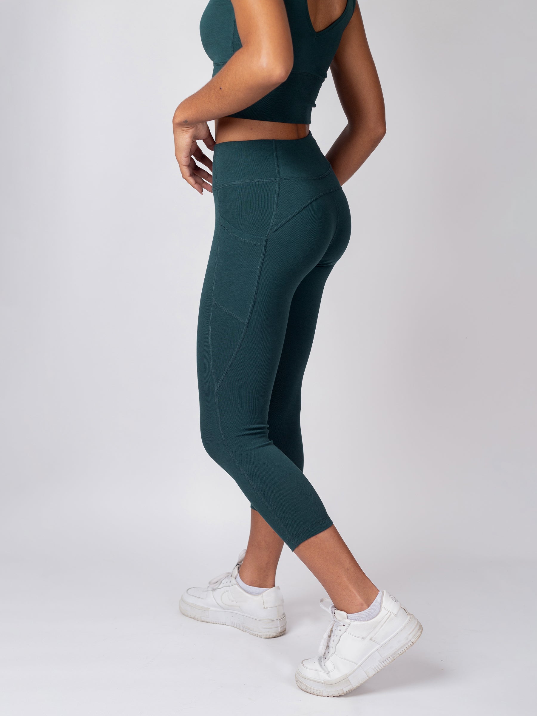 PlantTec™ Organic Crop/Petite Leggings | Monstera, a Organic Activewear by Happy Earth Apparel