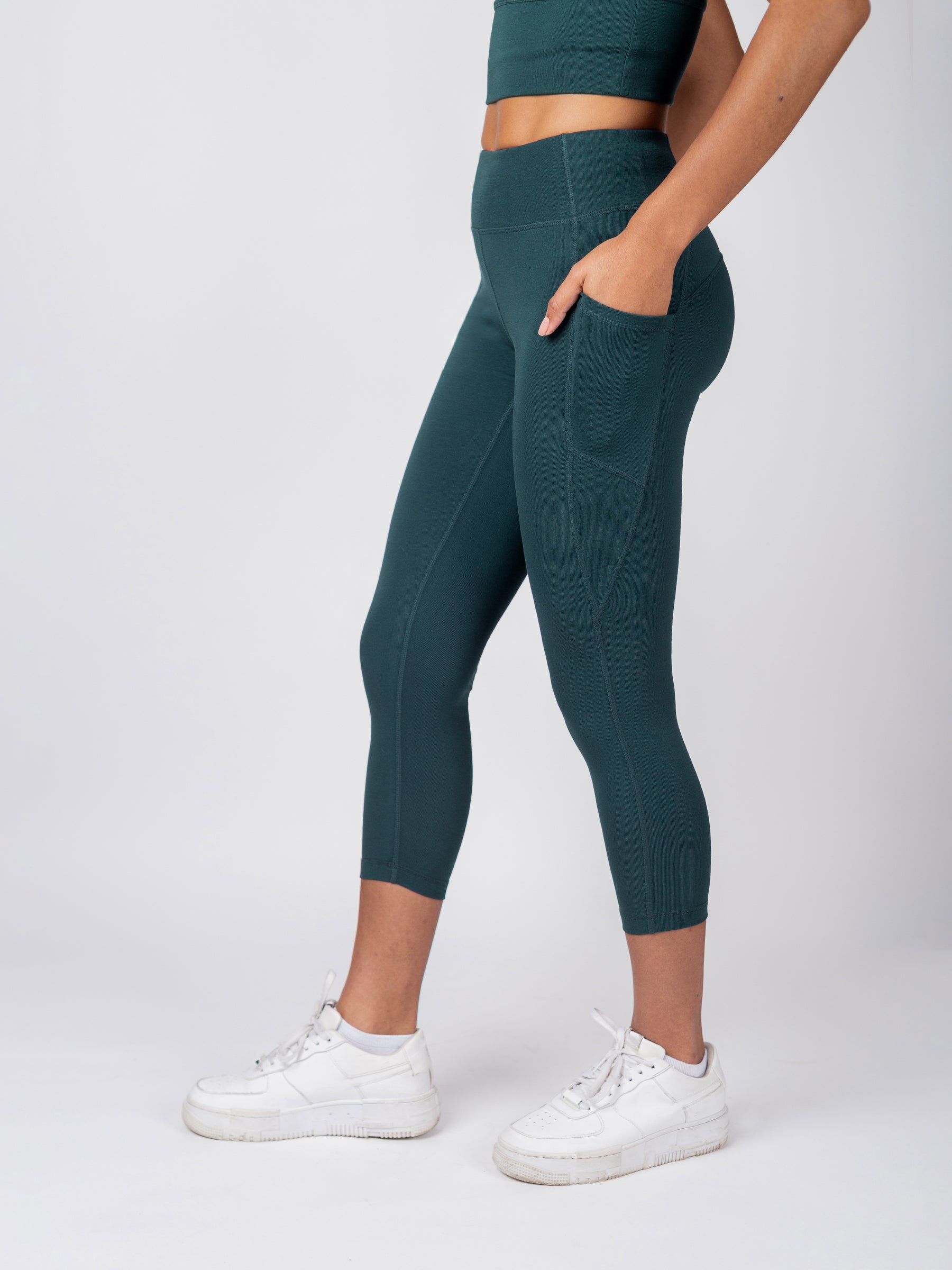 PlantTec™ Organic Crop/Petite Leggings | Monstera, a Organic Activewear by Happy Earth Apparel