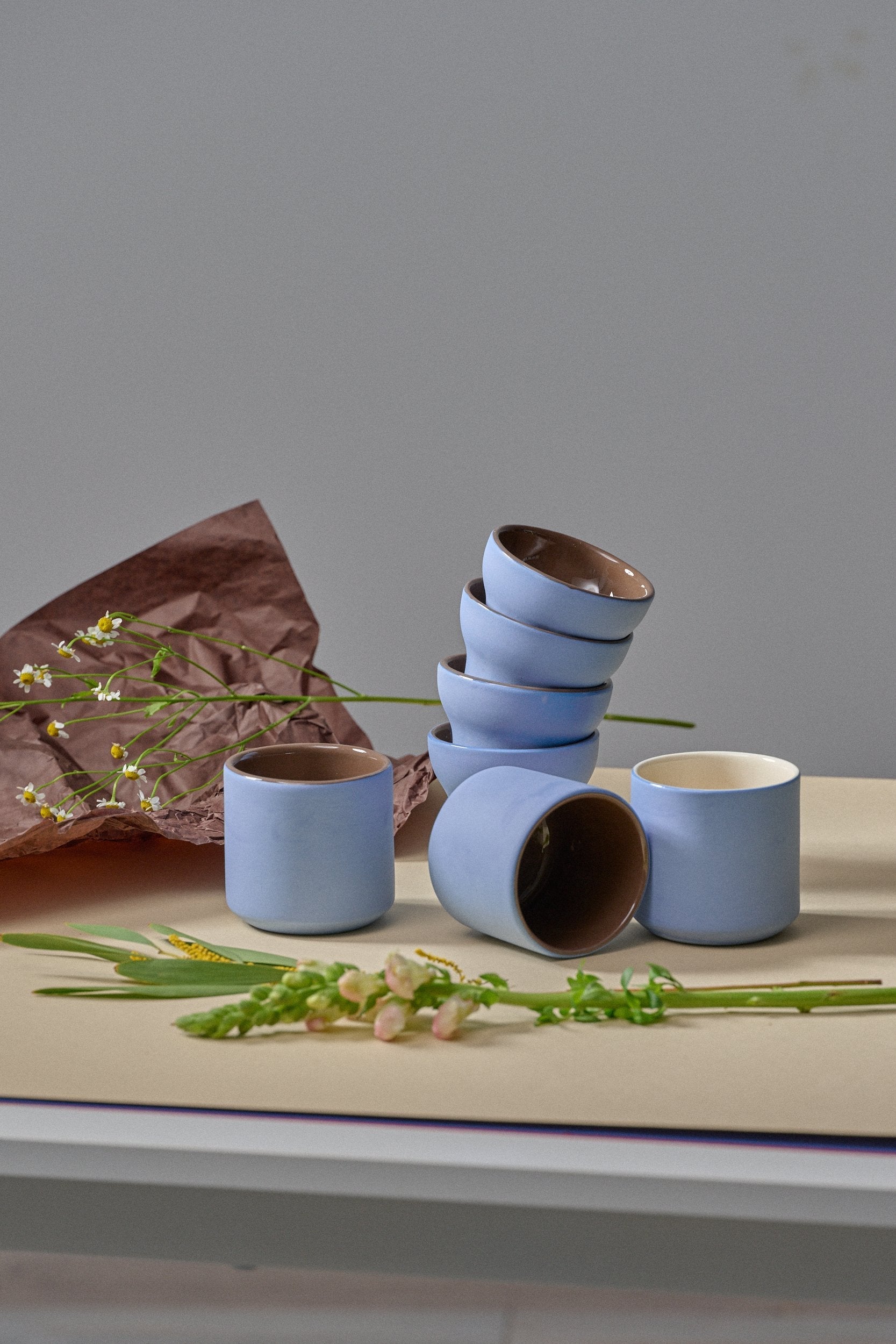 Porcelain Coffee Cup (Forget-me-Not/Chocolate)
