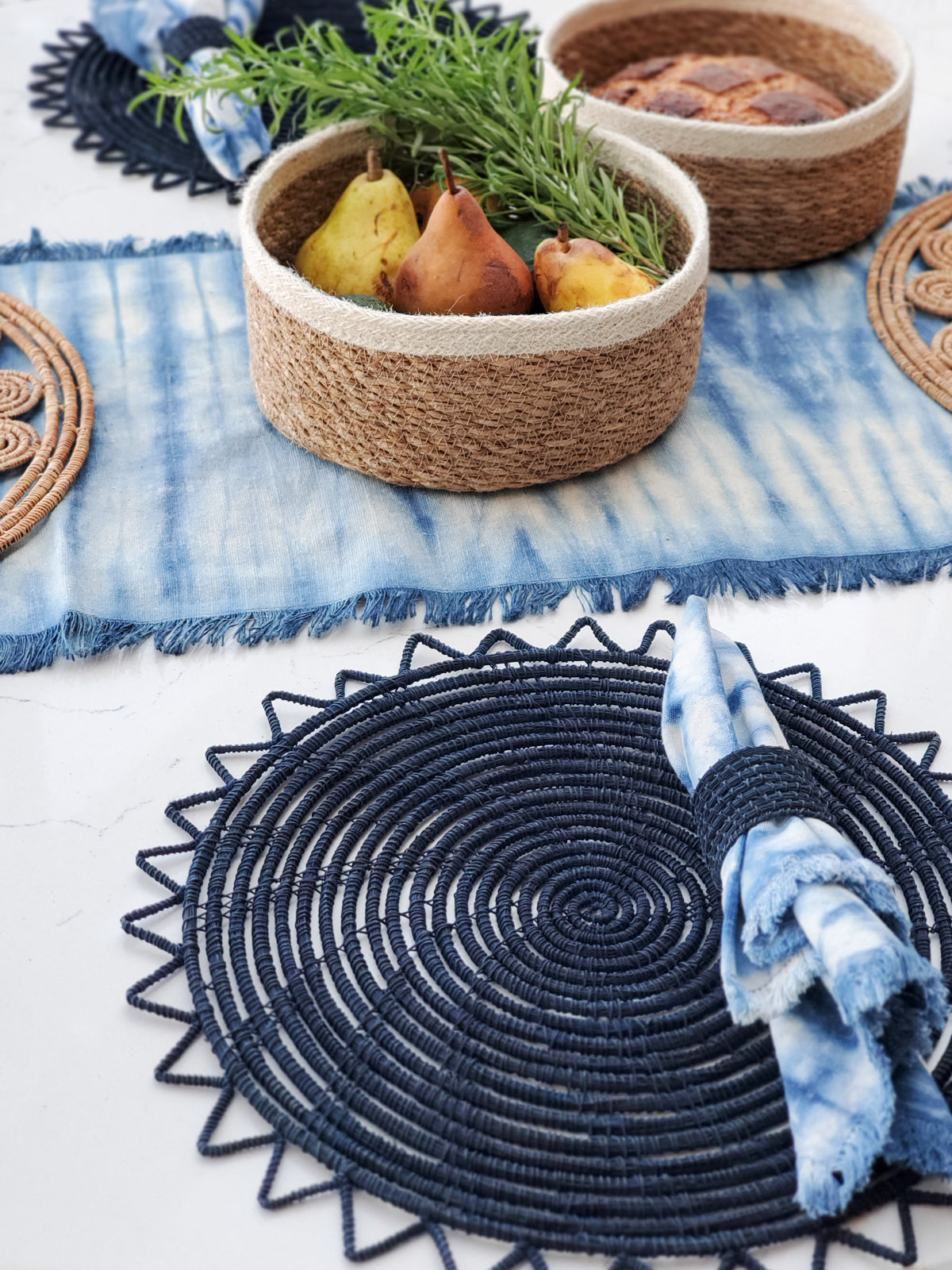 Surya Woven Placemat Set of 4 (Indigo Blue)
