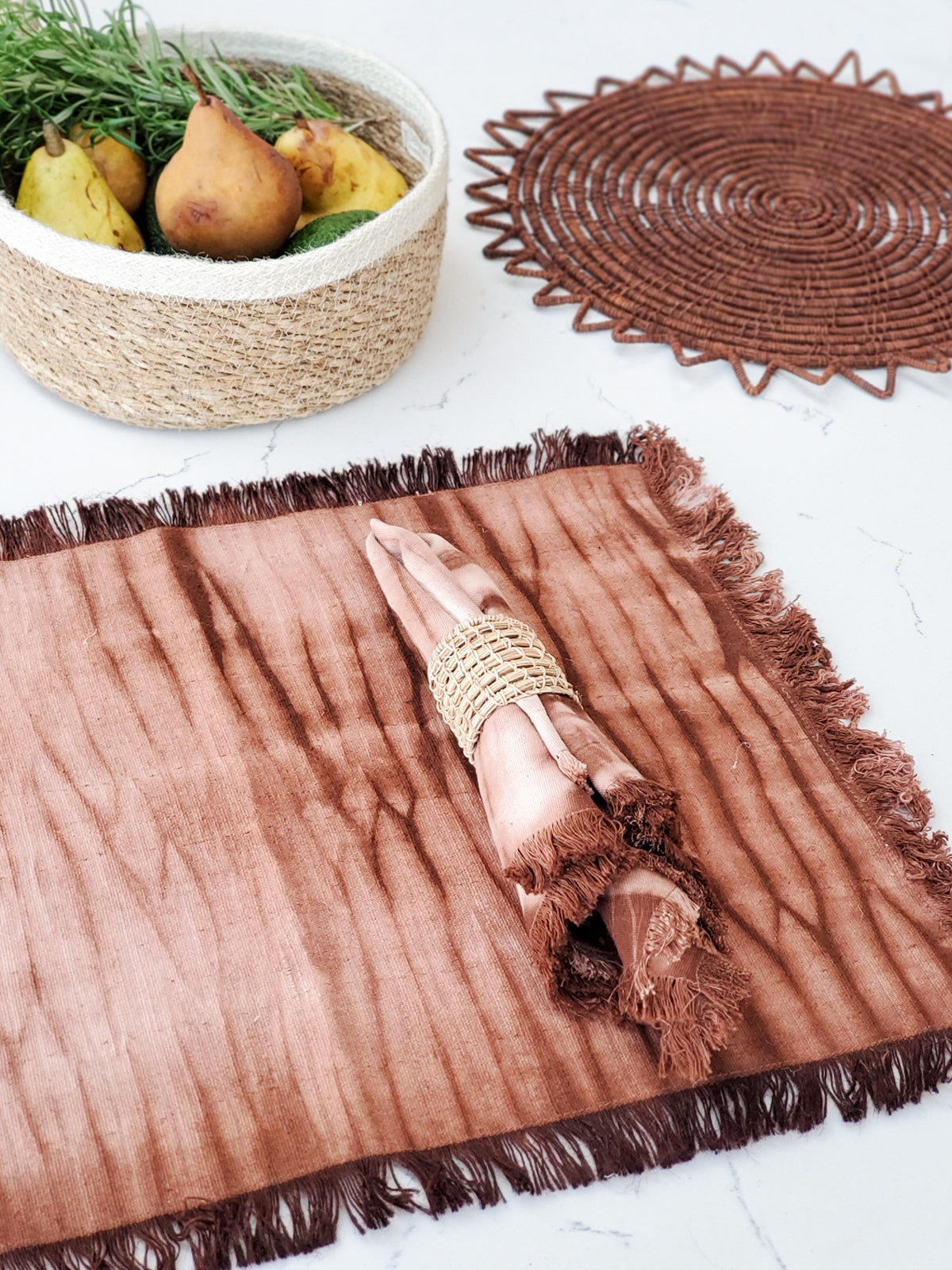 Tie Dye Cotton Placemat Set of 4 (Brown)