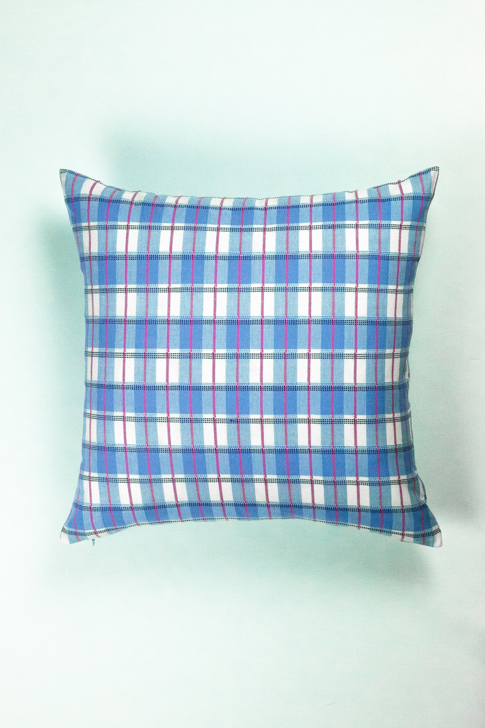 San Andres Gingham Pillow (Blue & White)