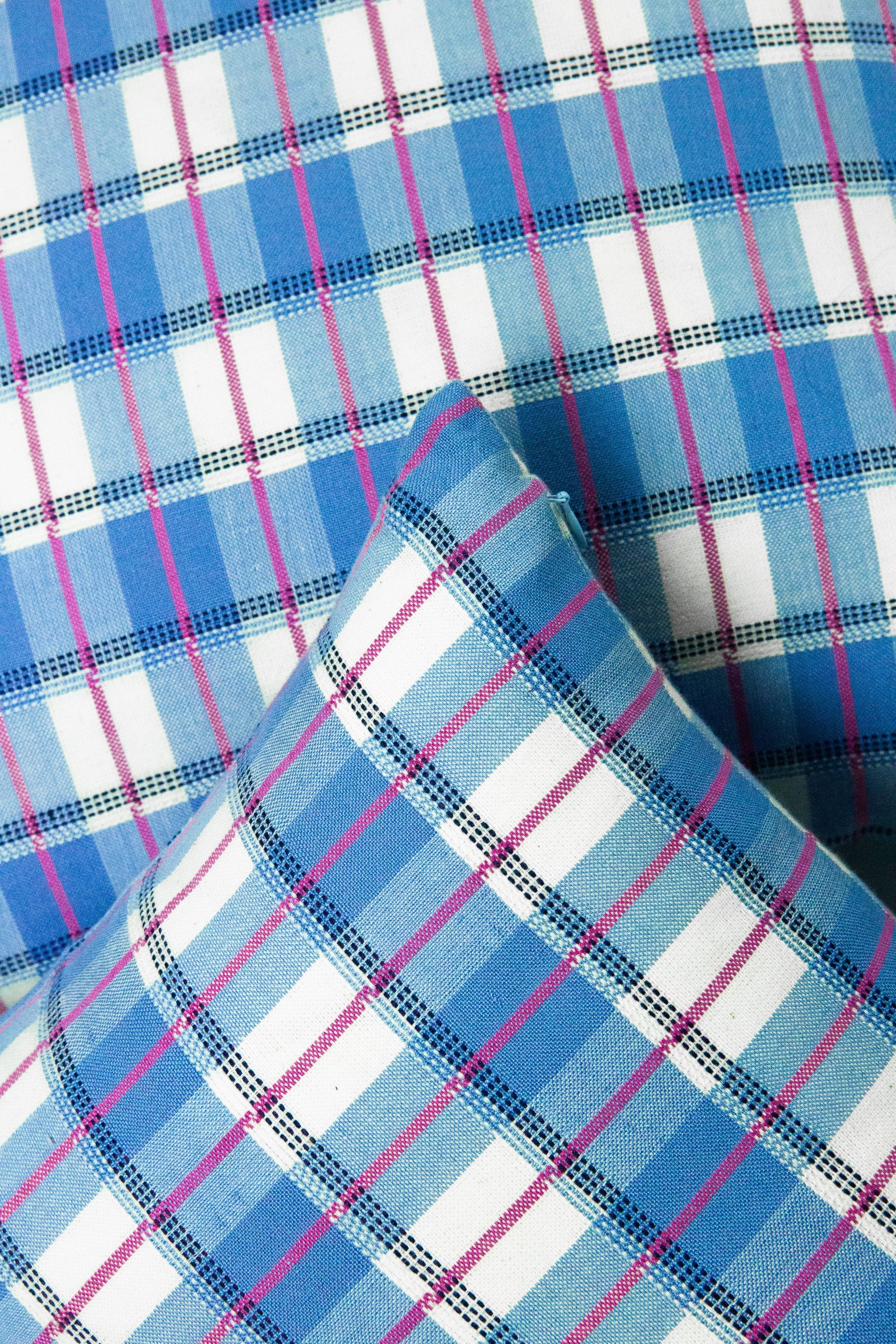 San Andres Gingham Pillow (Blue & White)