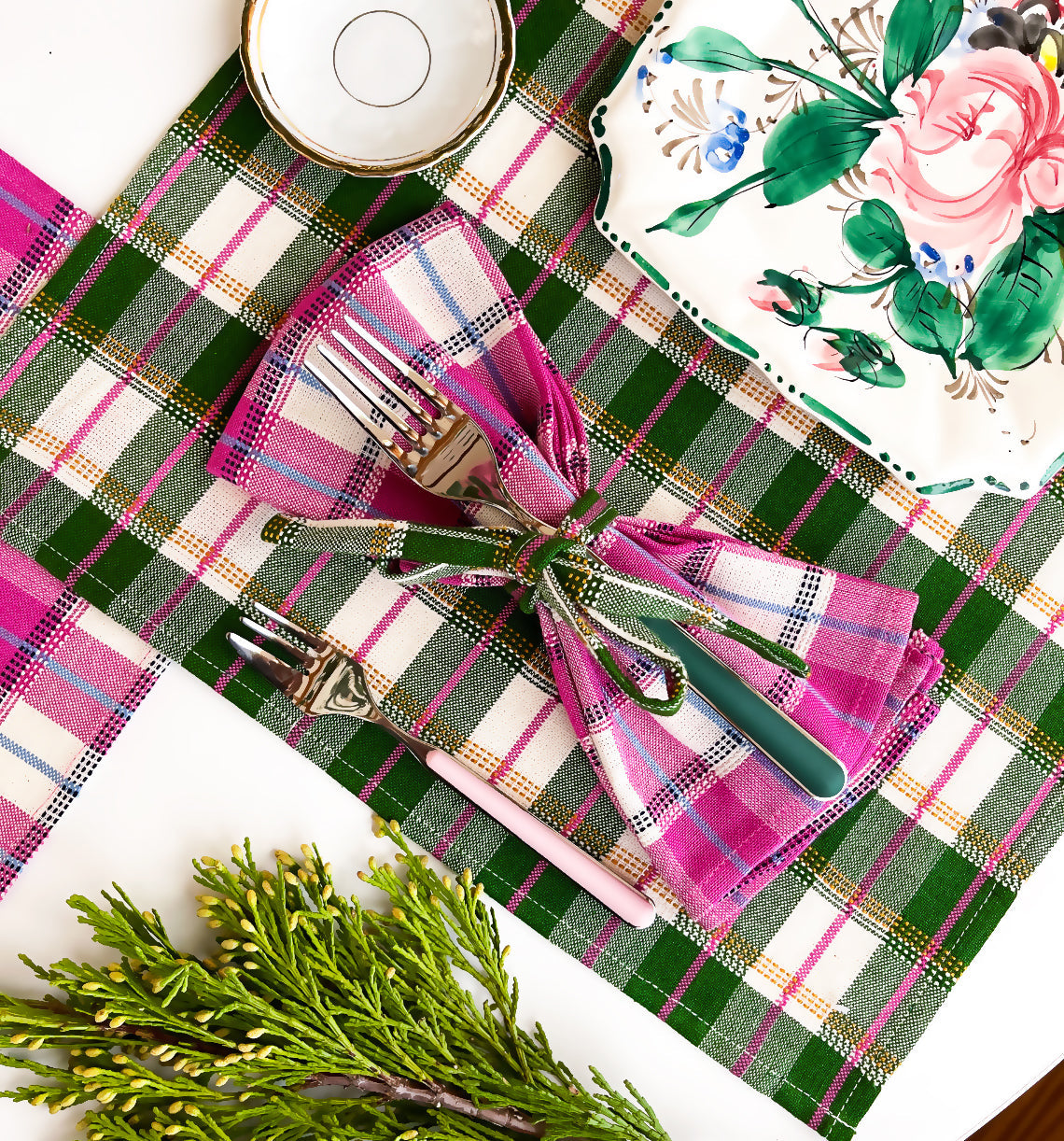 San Andres Gingham Pink & White Napkins