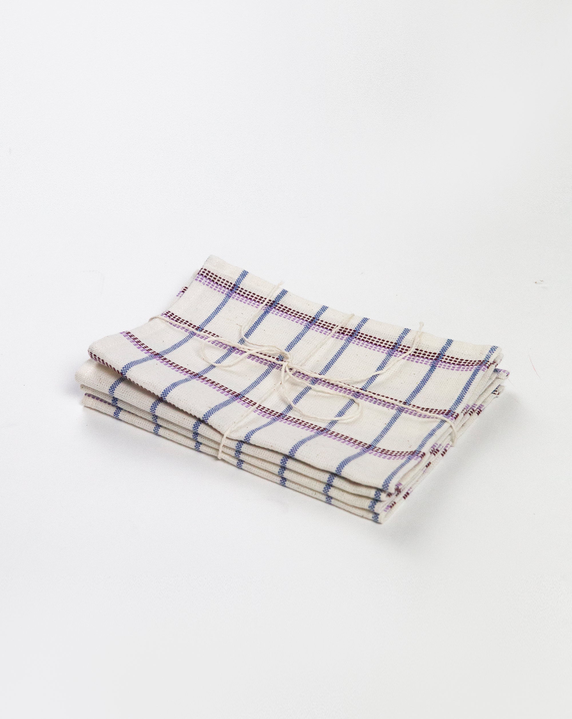 San Lucas Plaid White Cocktail Napkins (Set of 4)