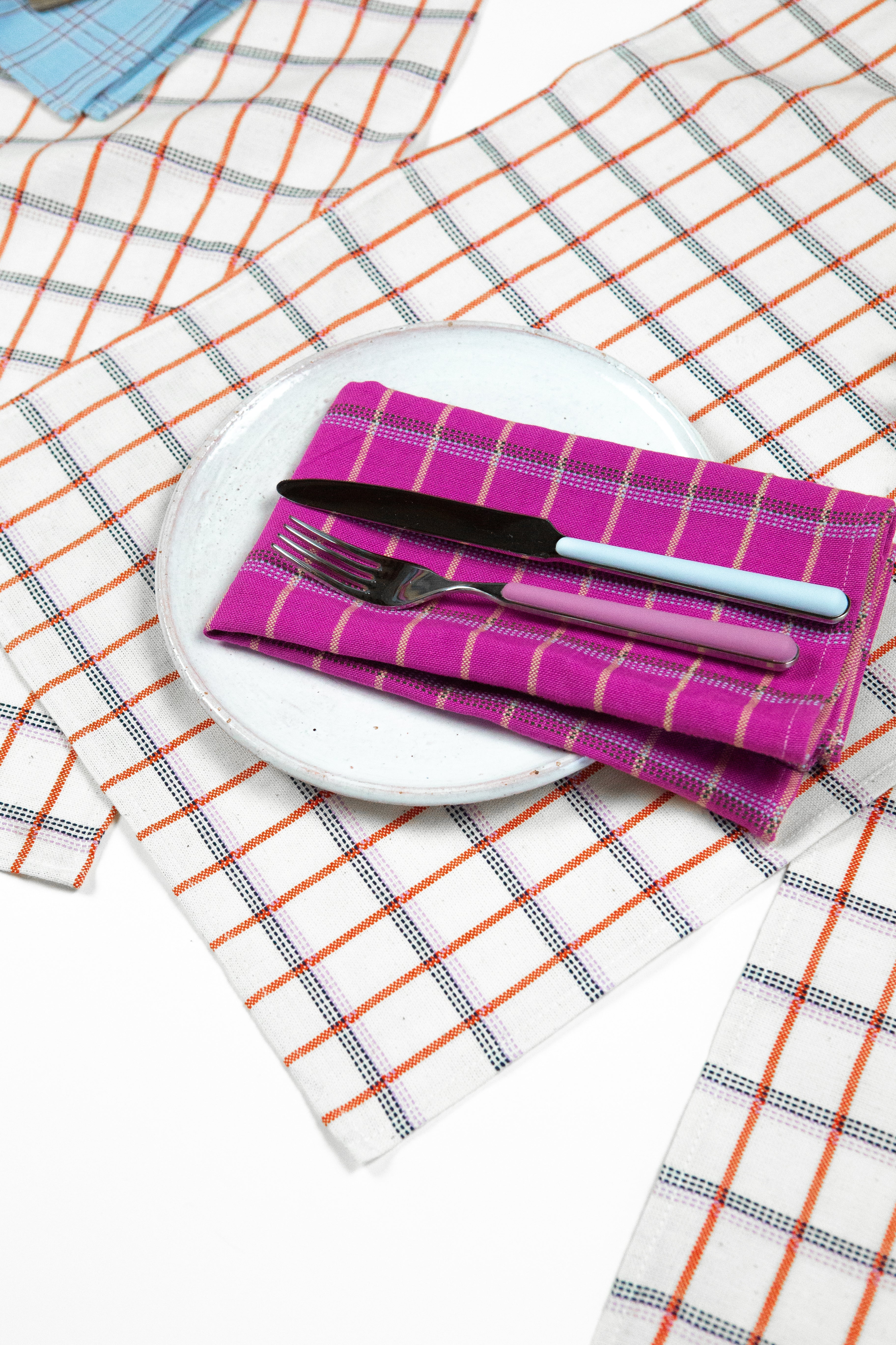 San Lucas Plaid Placemat (White & Orange)