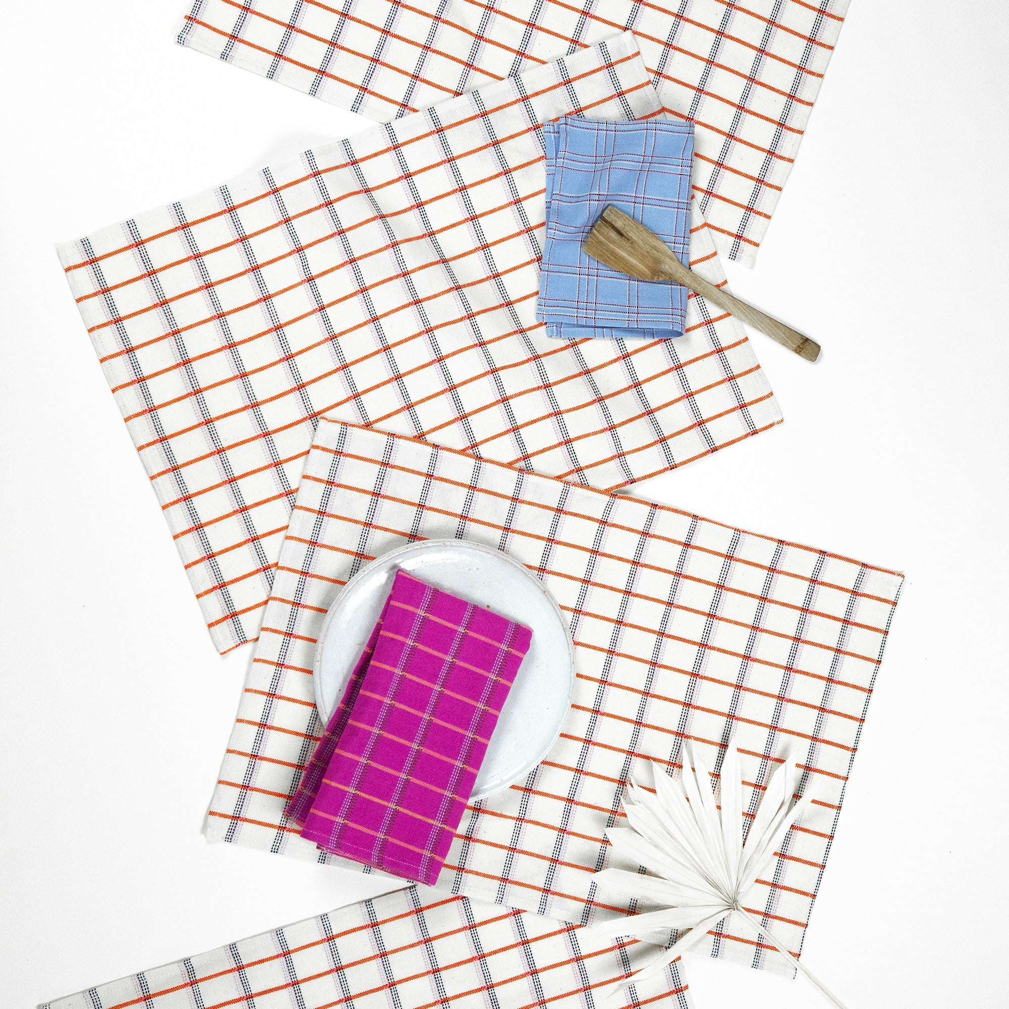San Lucas Plaid Placemat (White & Orange)