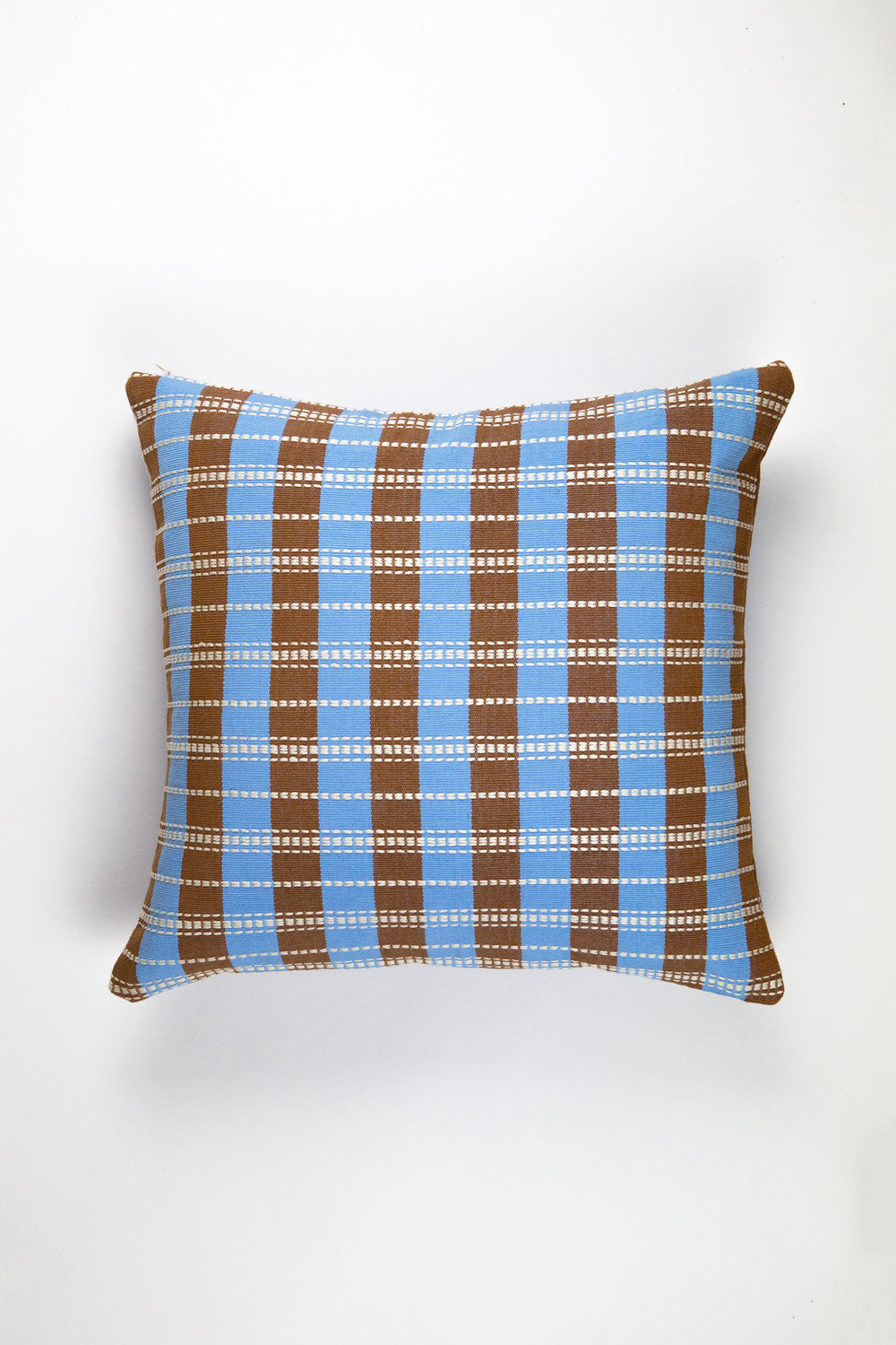 Santiago Grid Pillow (Blue & Umber)