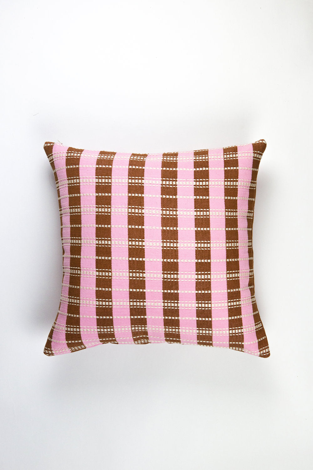 Santiago Grid Pillow (Baby Pink & Umber)