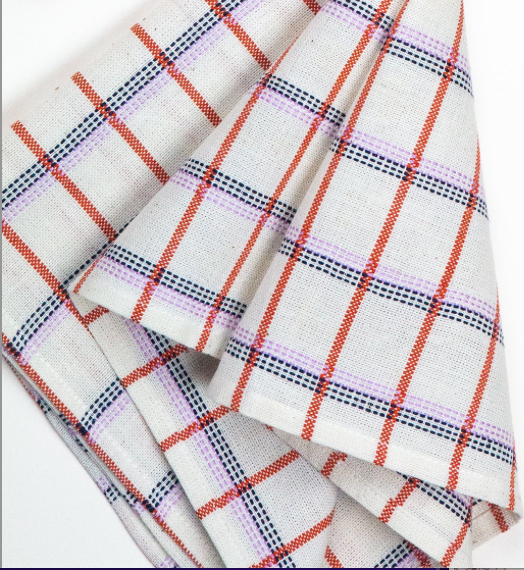 San Lucas Plaid Napkins (White & Orange)