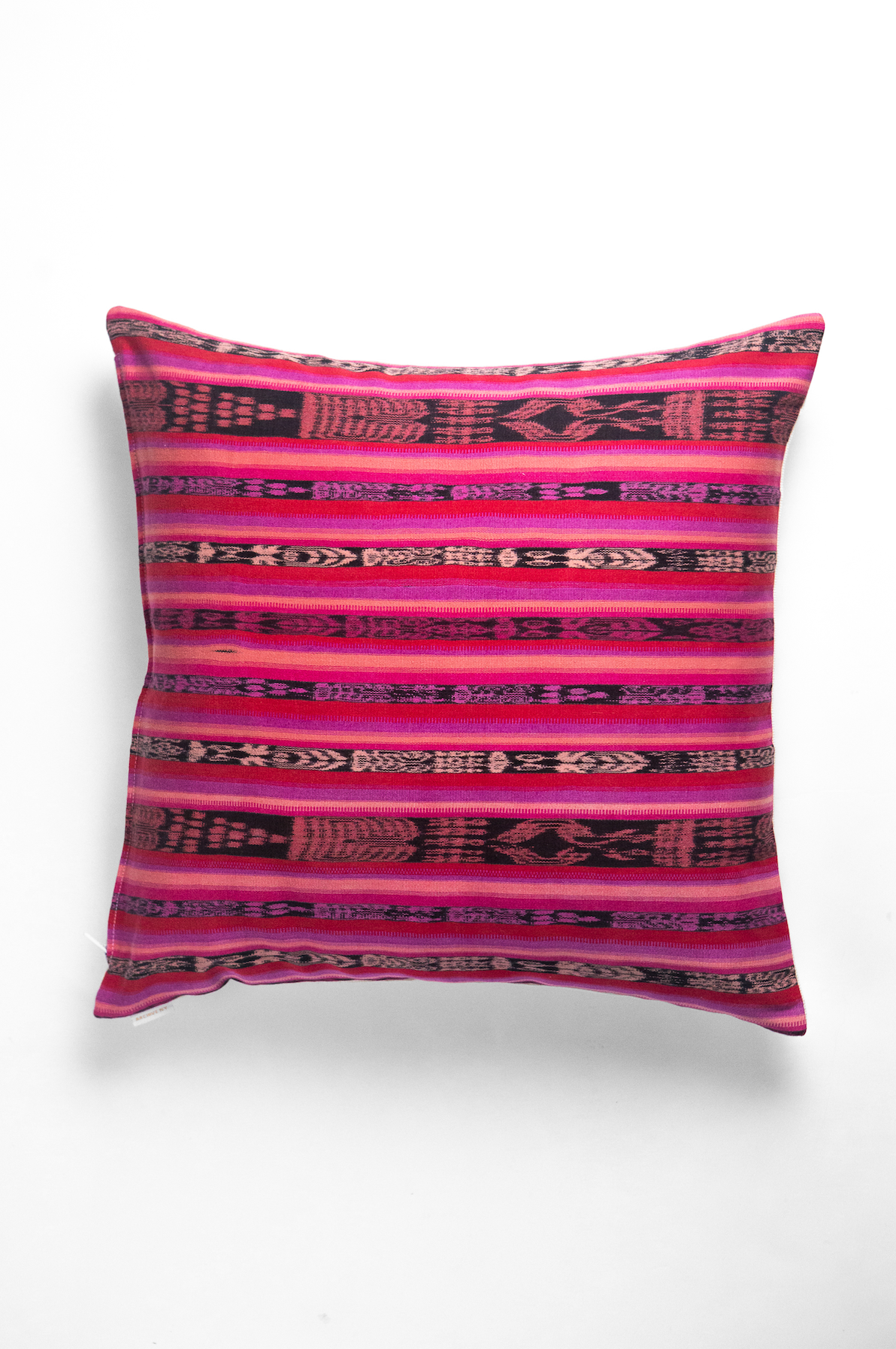 Vintage Magenta, Red & Black Ikat Pillow