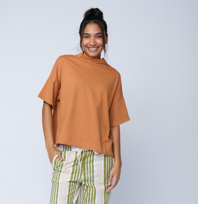 Mare Mock Neck Top - Marigold 2 - Front