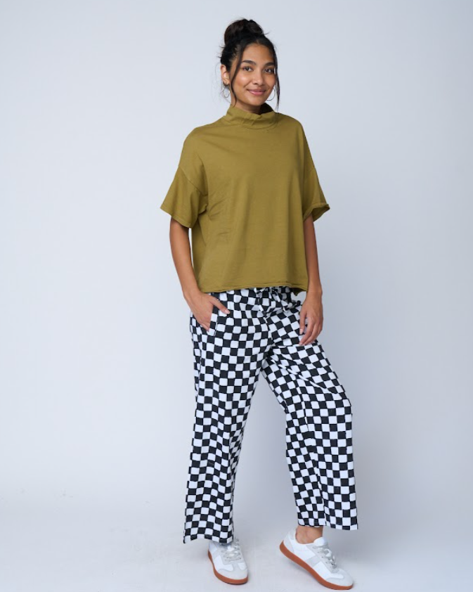 Mare Mock Neck Top - Olive Oil 10 - Front - Studio