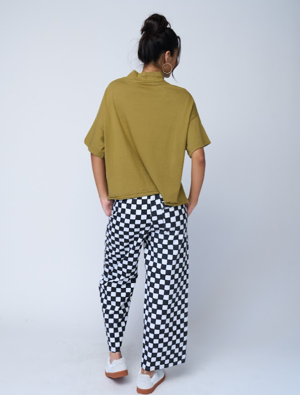 Mare Mock Neck Top (Olive Oil)