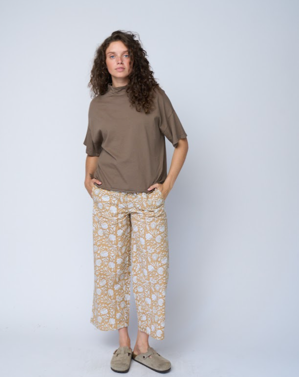 Mare Mock Neck Top - Warm Grey 4 - Front