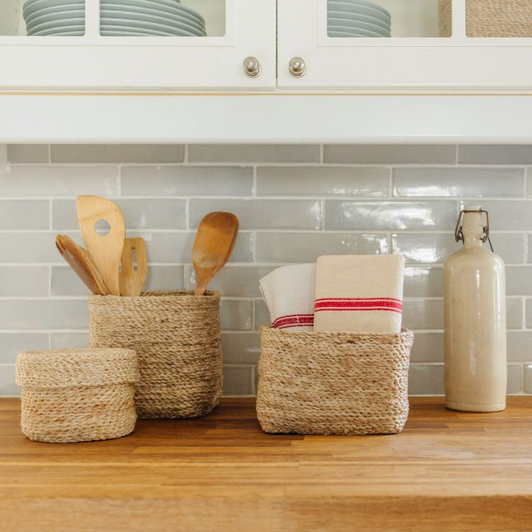 Small Square Jute Baskets (Natural)