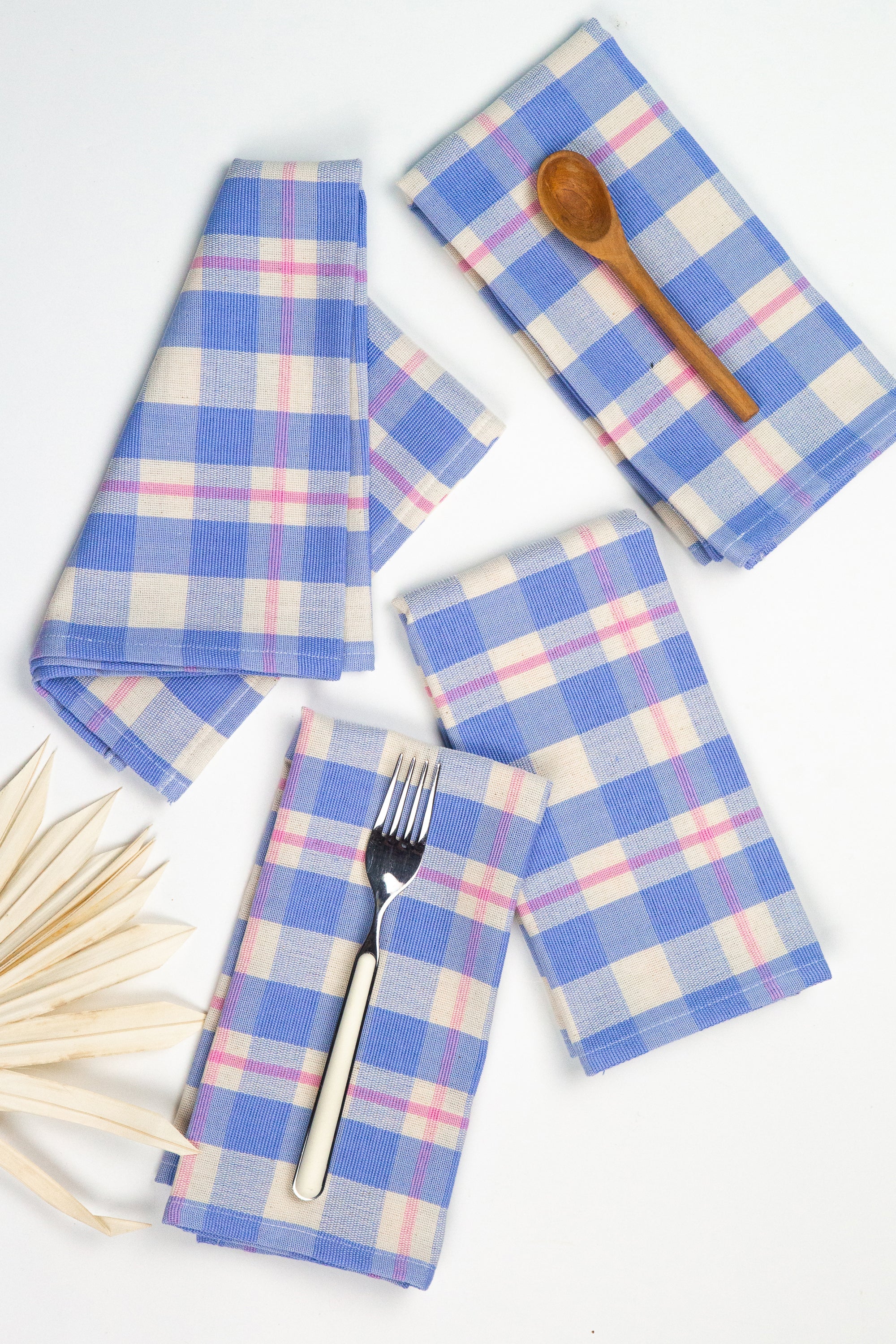 Abigail Plaid Dinner Napkin (Blue & Pink)