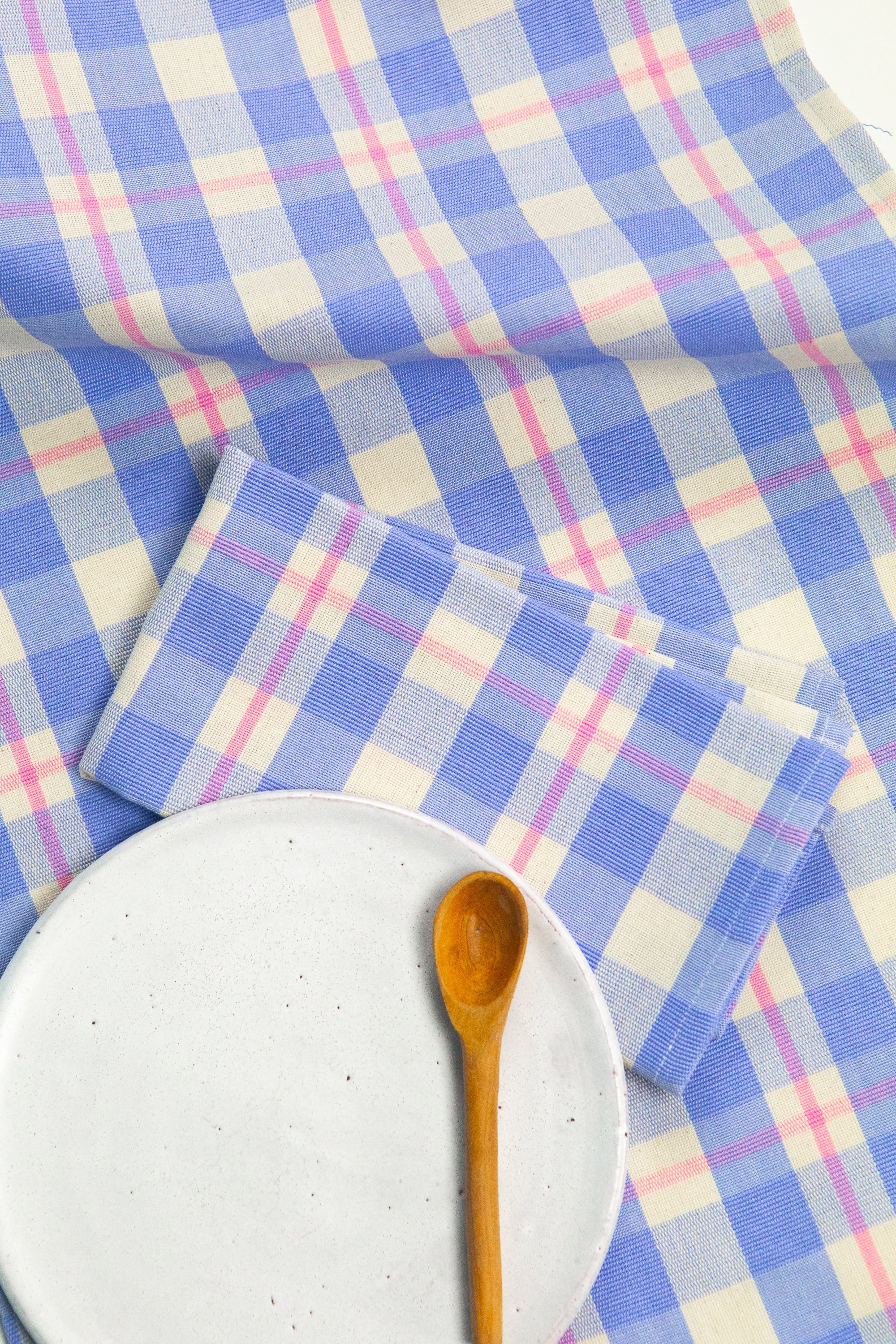 Abigail Plaid Dinner Napkin (Blue & Pink)
