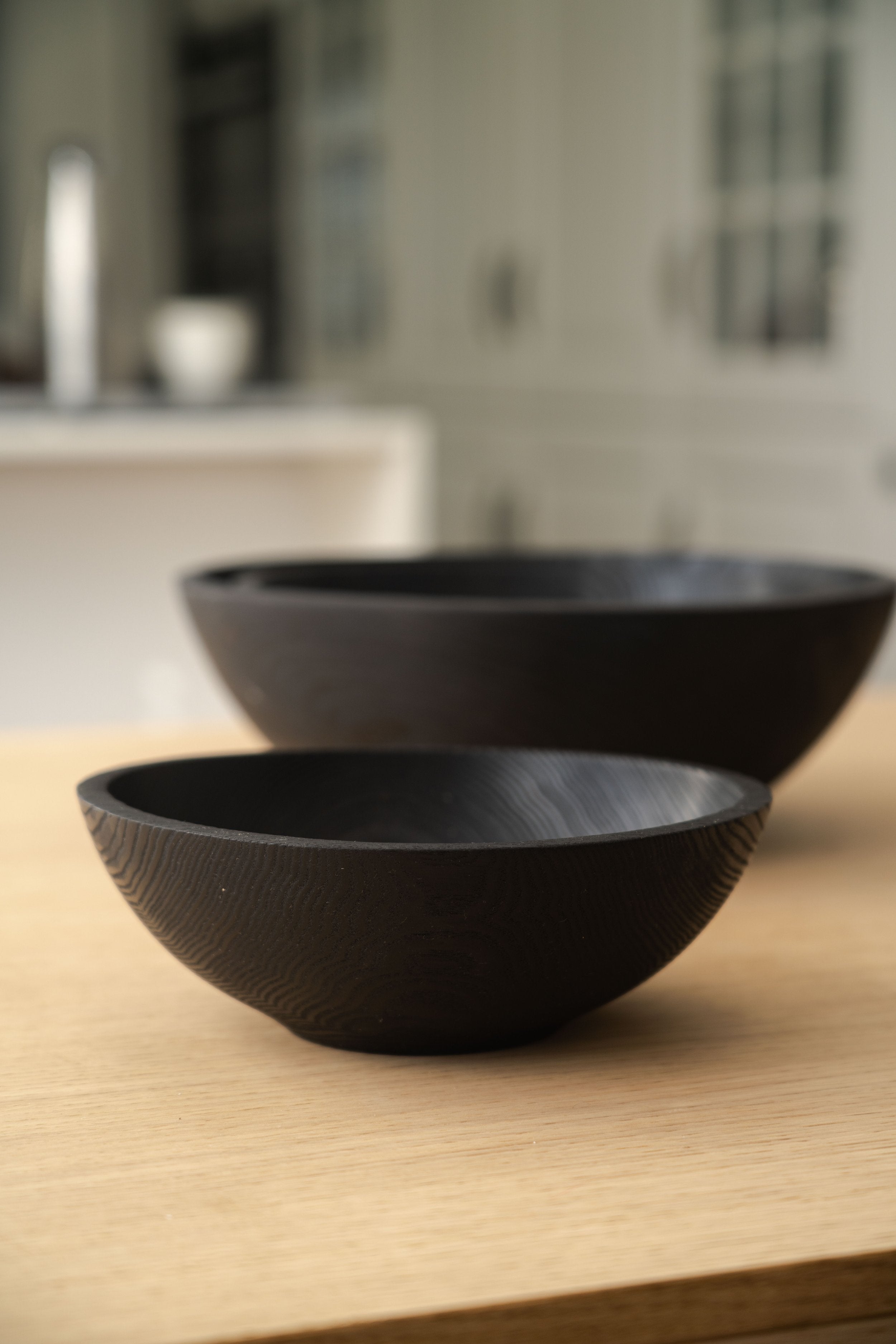 Charred Ash Wood Nesting Bowl Set