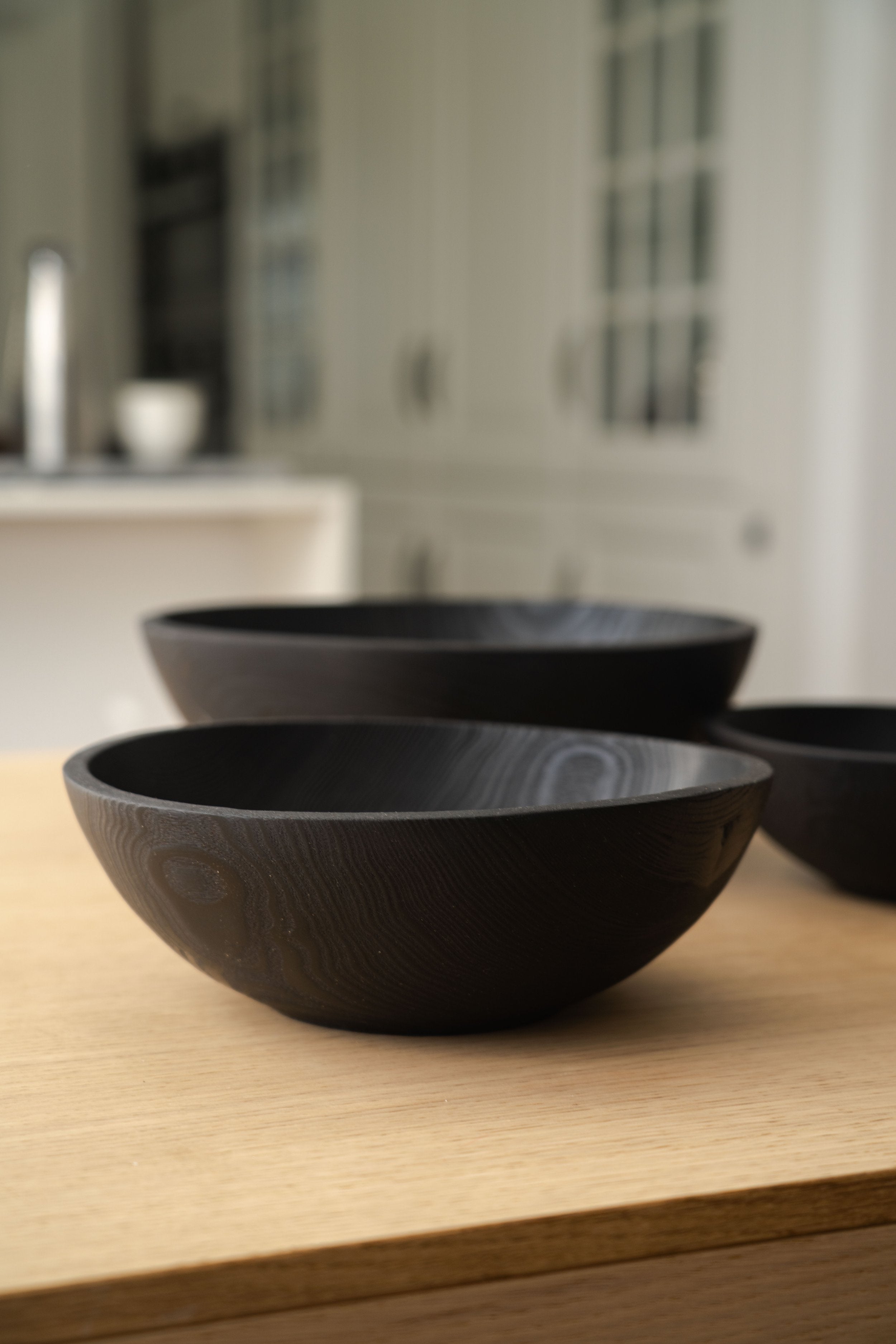 Charred Ash Wood Nesting Bowl Set