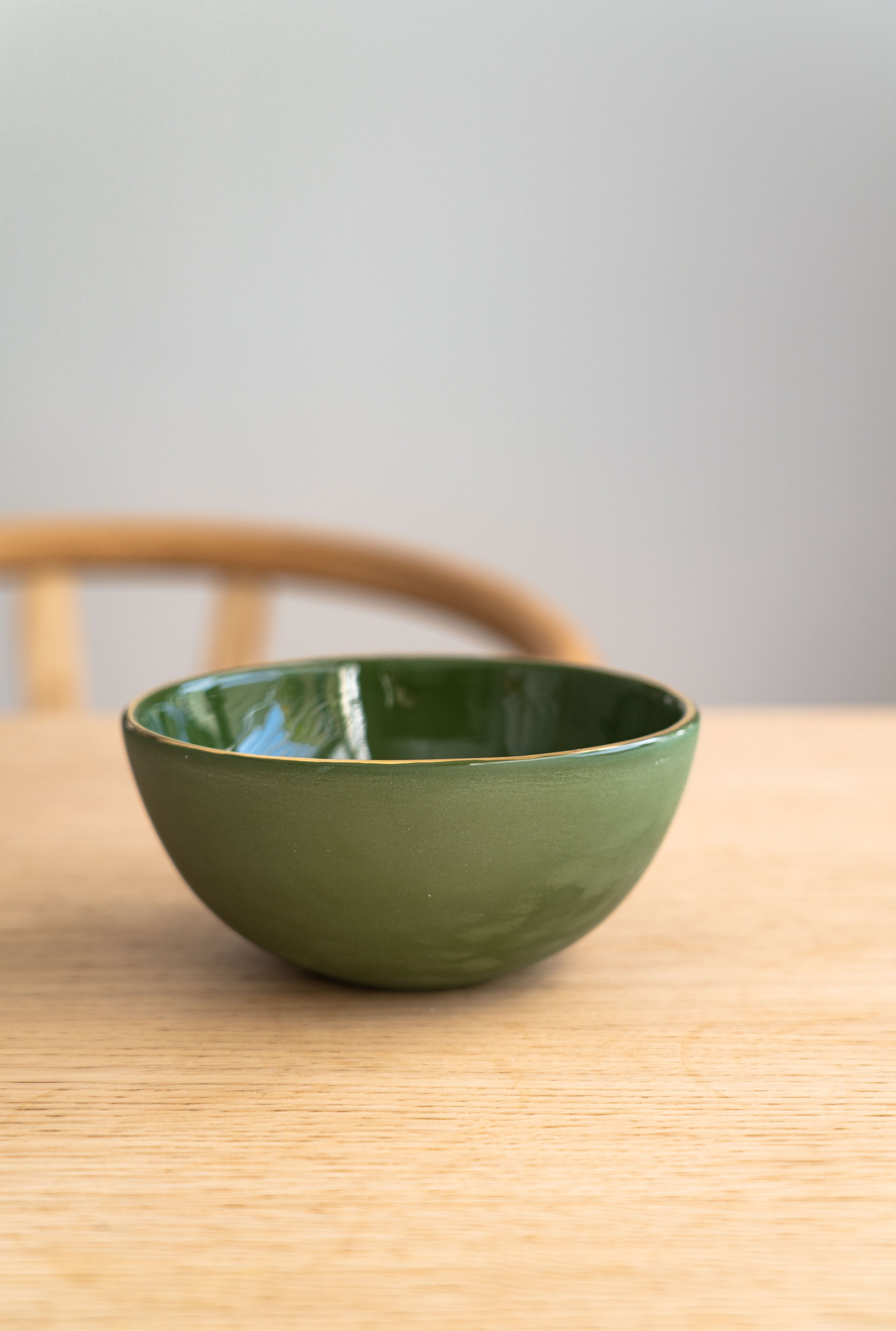Porcelain Bowl with Gold Rim (Green)