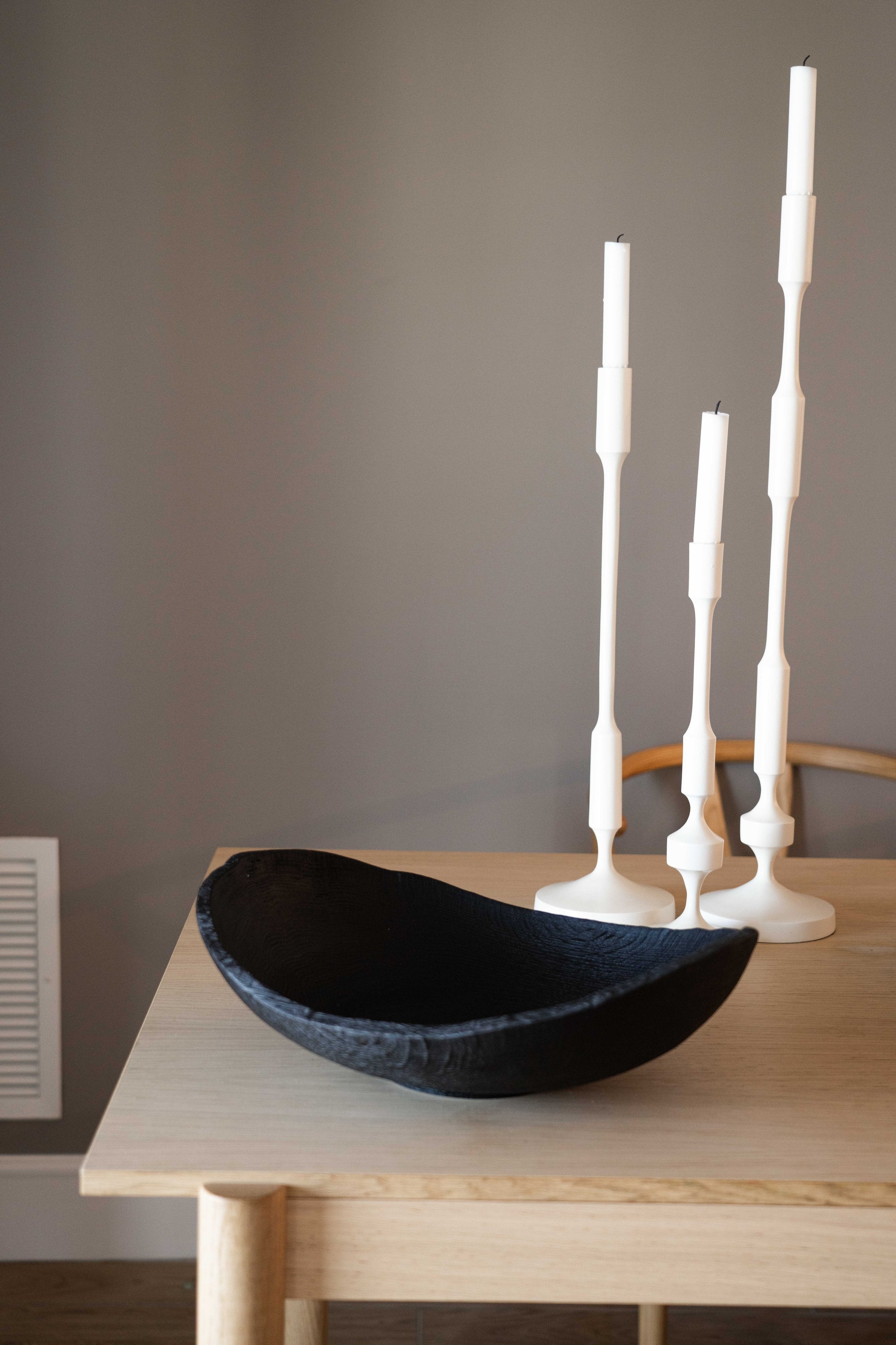 Large Charred Wood Shallow Bowl