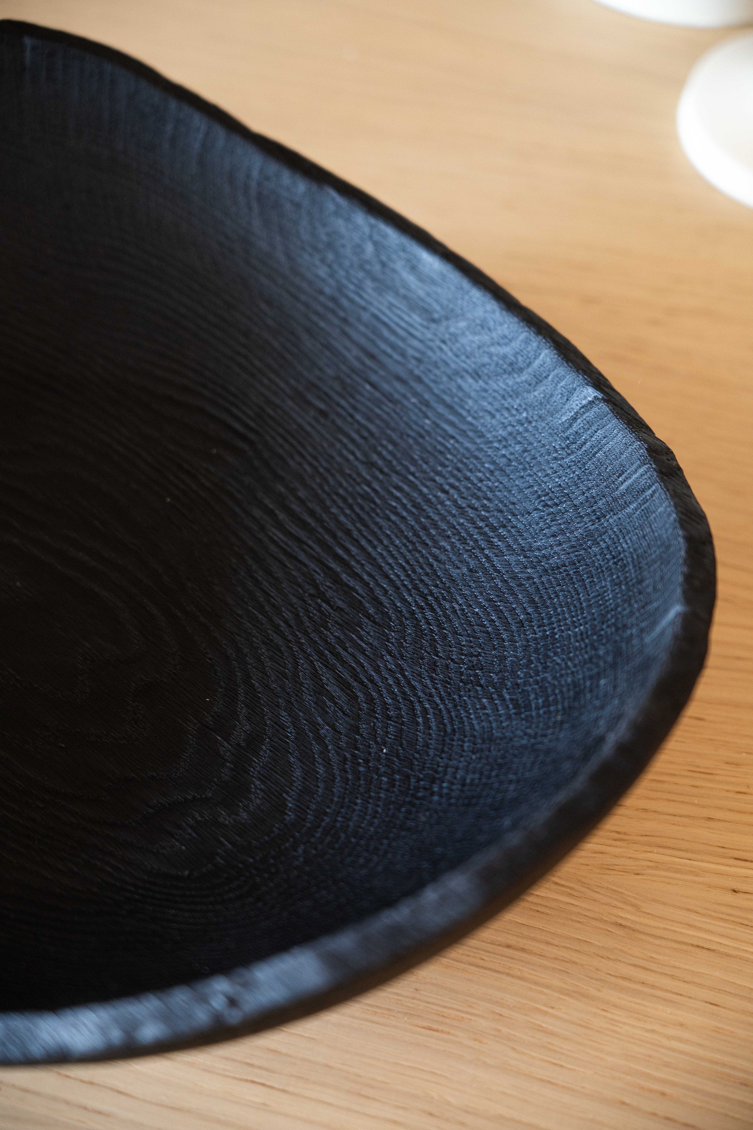 Large Charred Wood Shallow Bowl