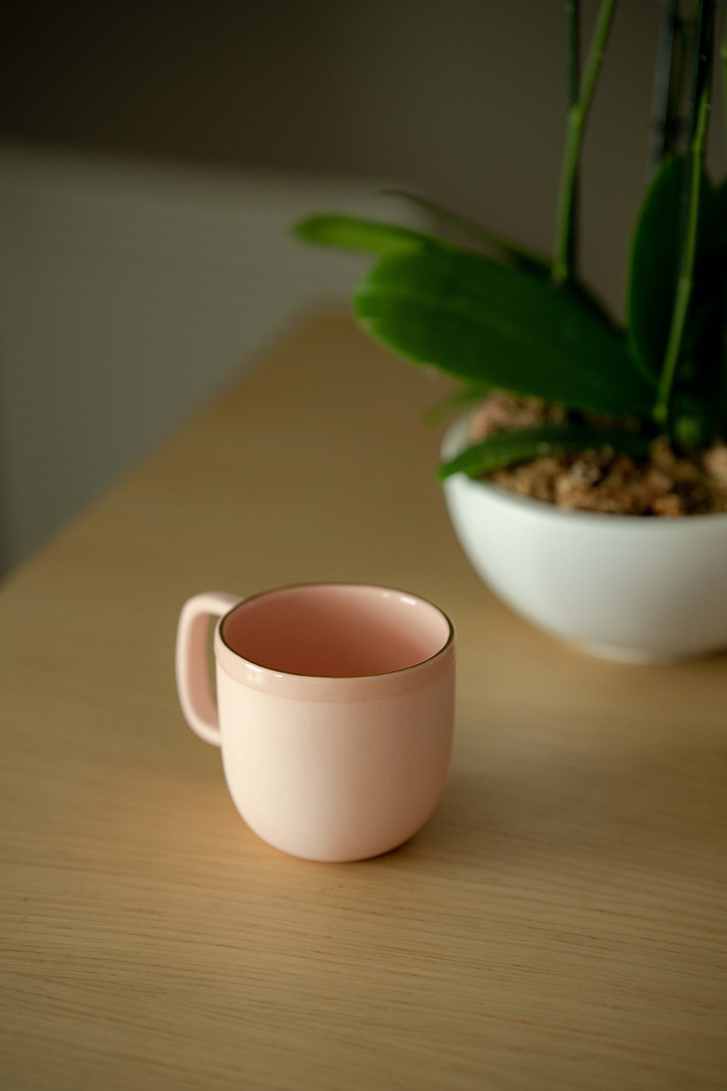 Porcelain Coffee Mug with Gold Rim (Powder Pink)