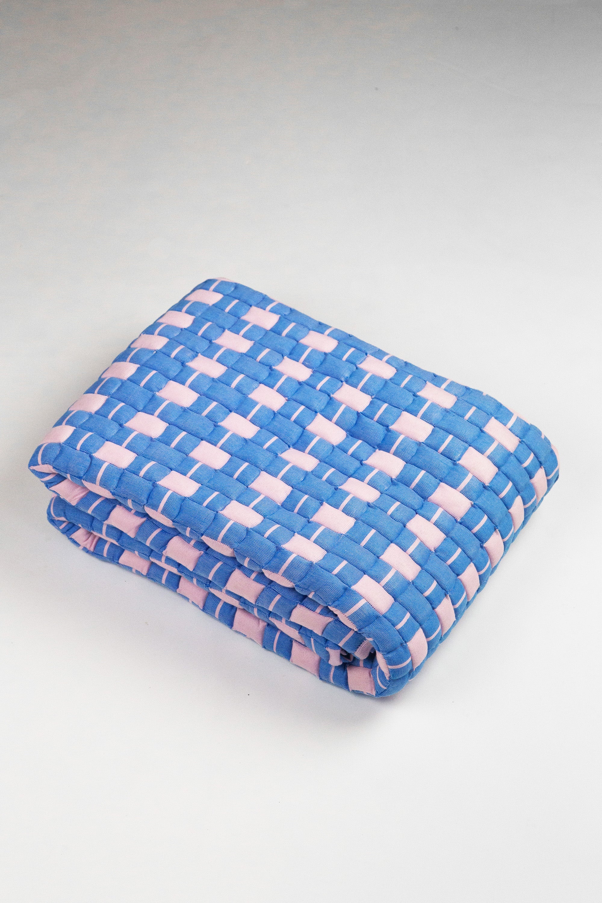 Sujani Quilted Throw Blanket (Pink & Blue)