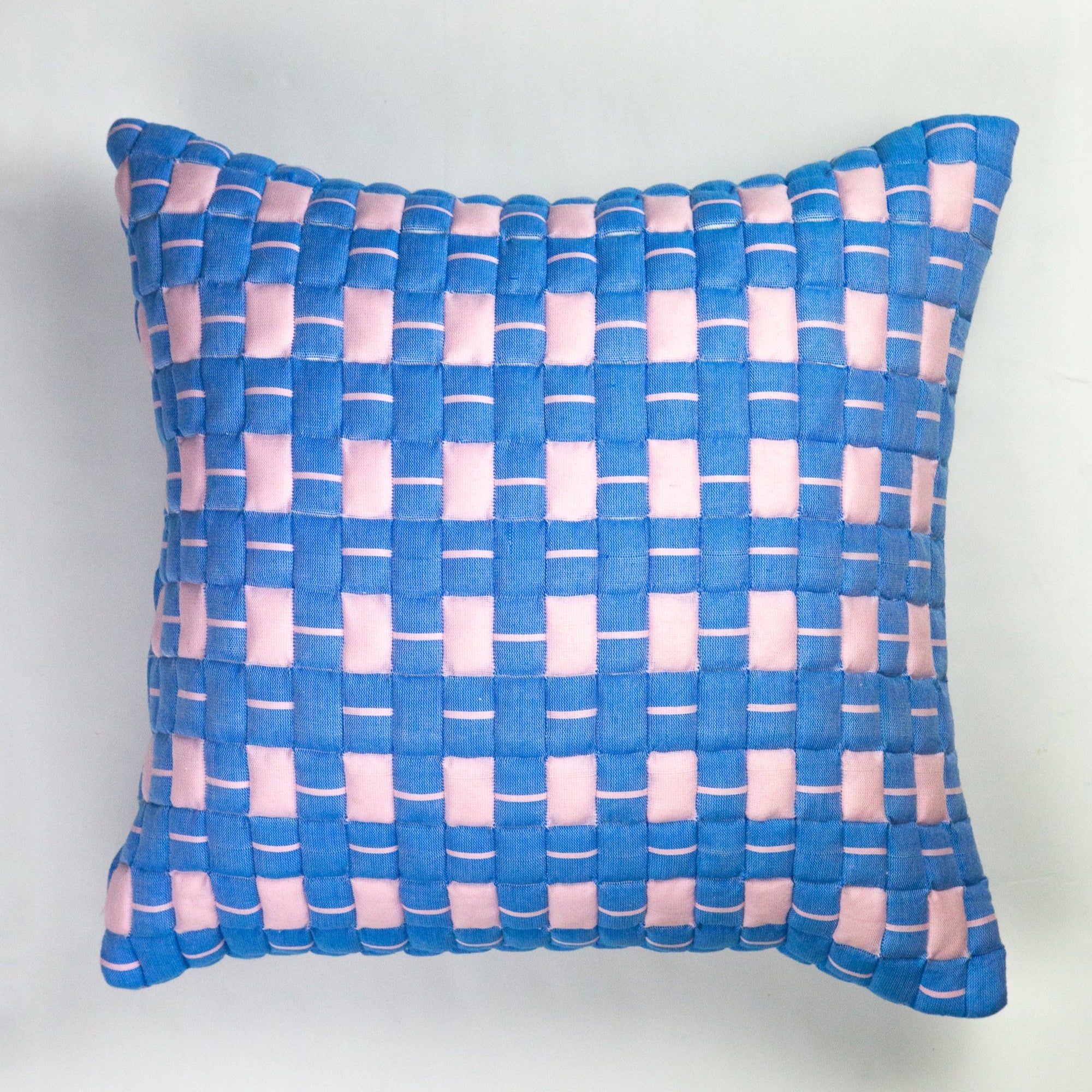 Sujani Quilted Pillow (Soft Pink & Blue)