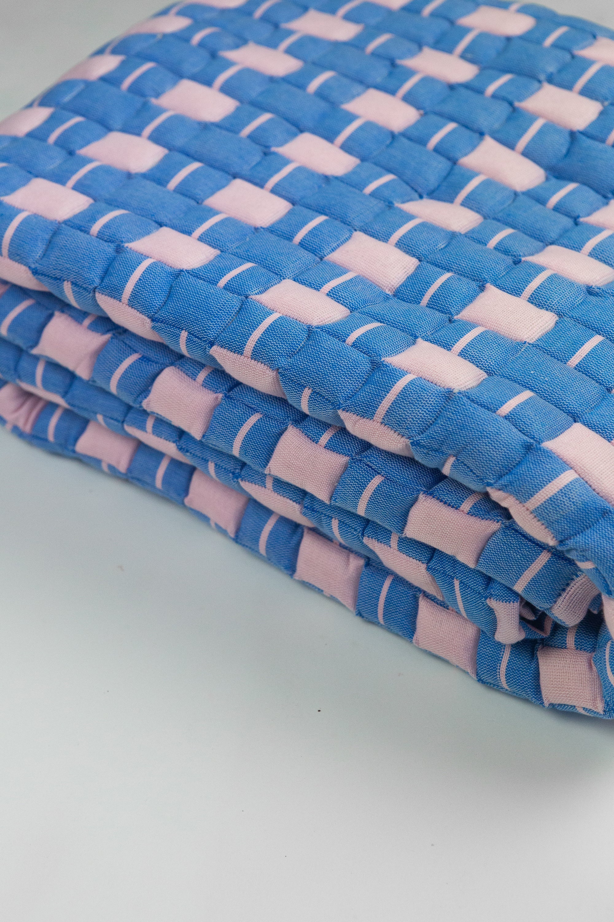 Sujani Quilted Throw Blanket (Pink & Blue)