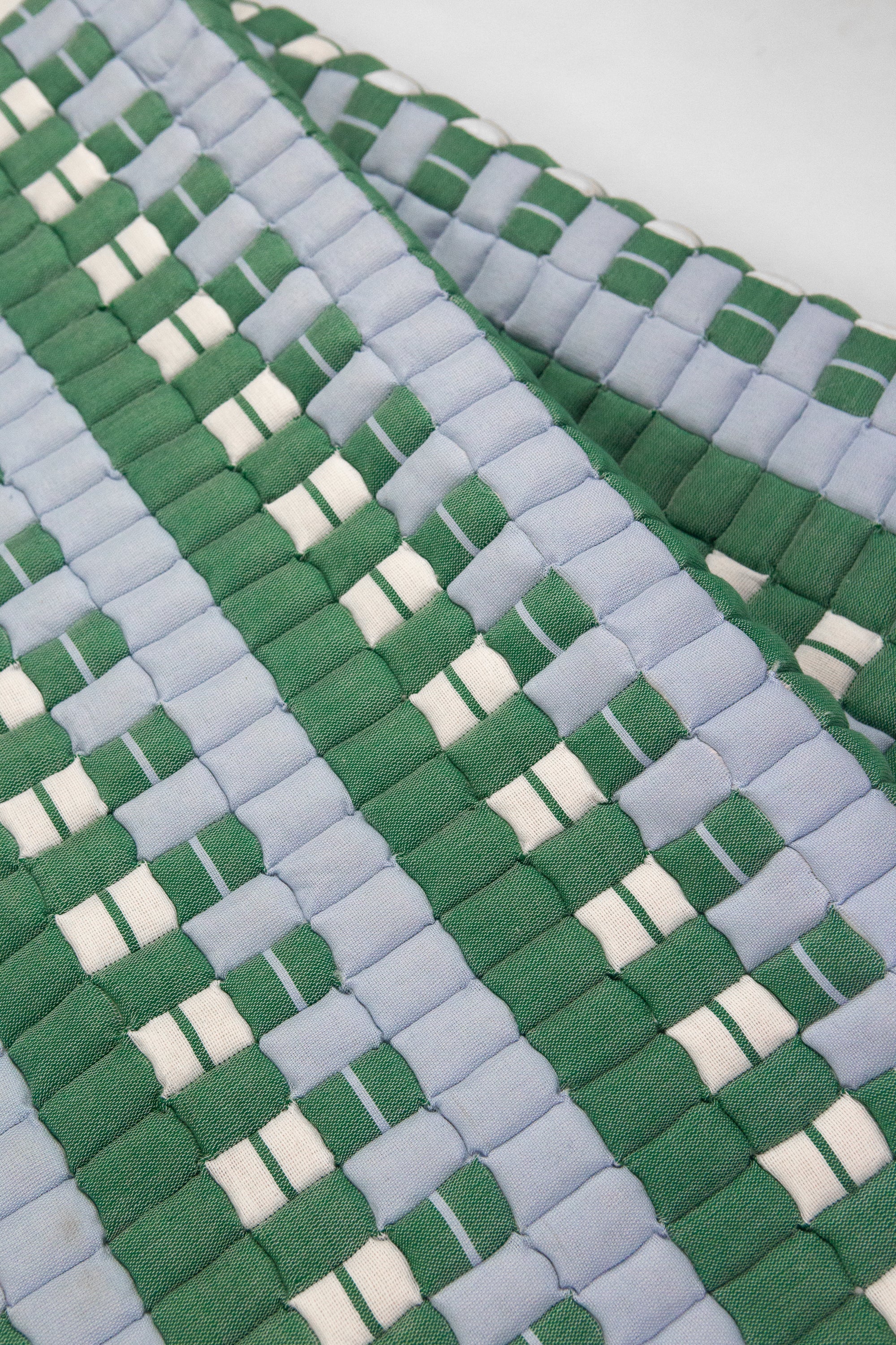 Sujani Quilted Throw Blanket (Blue, White & Green)