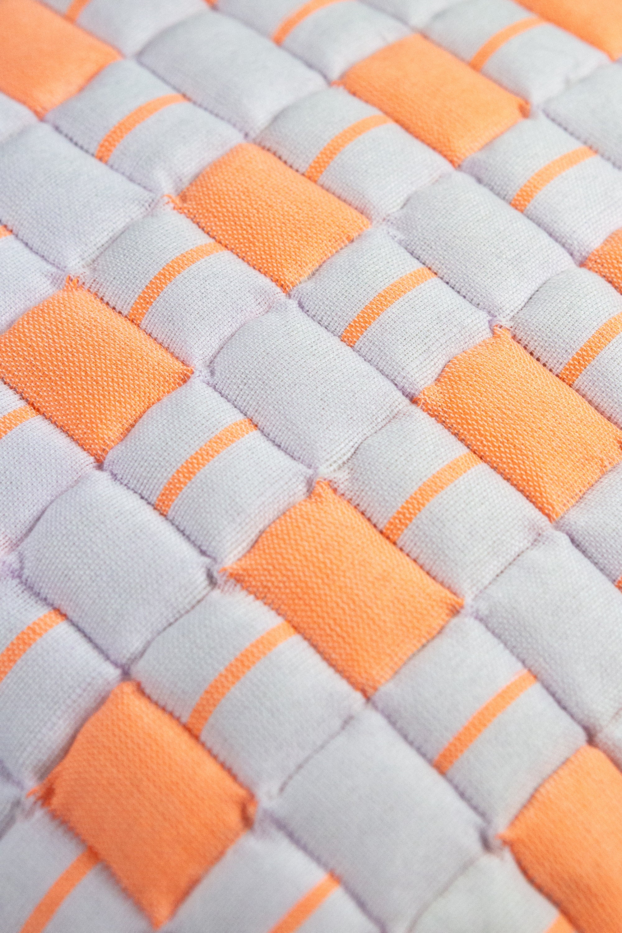 Sujani Quilted Pillow (Pastel Lilac & Neon Orange)