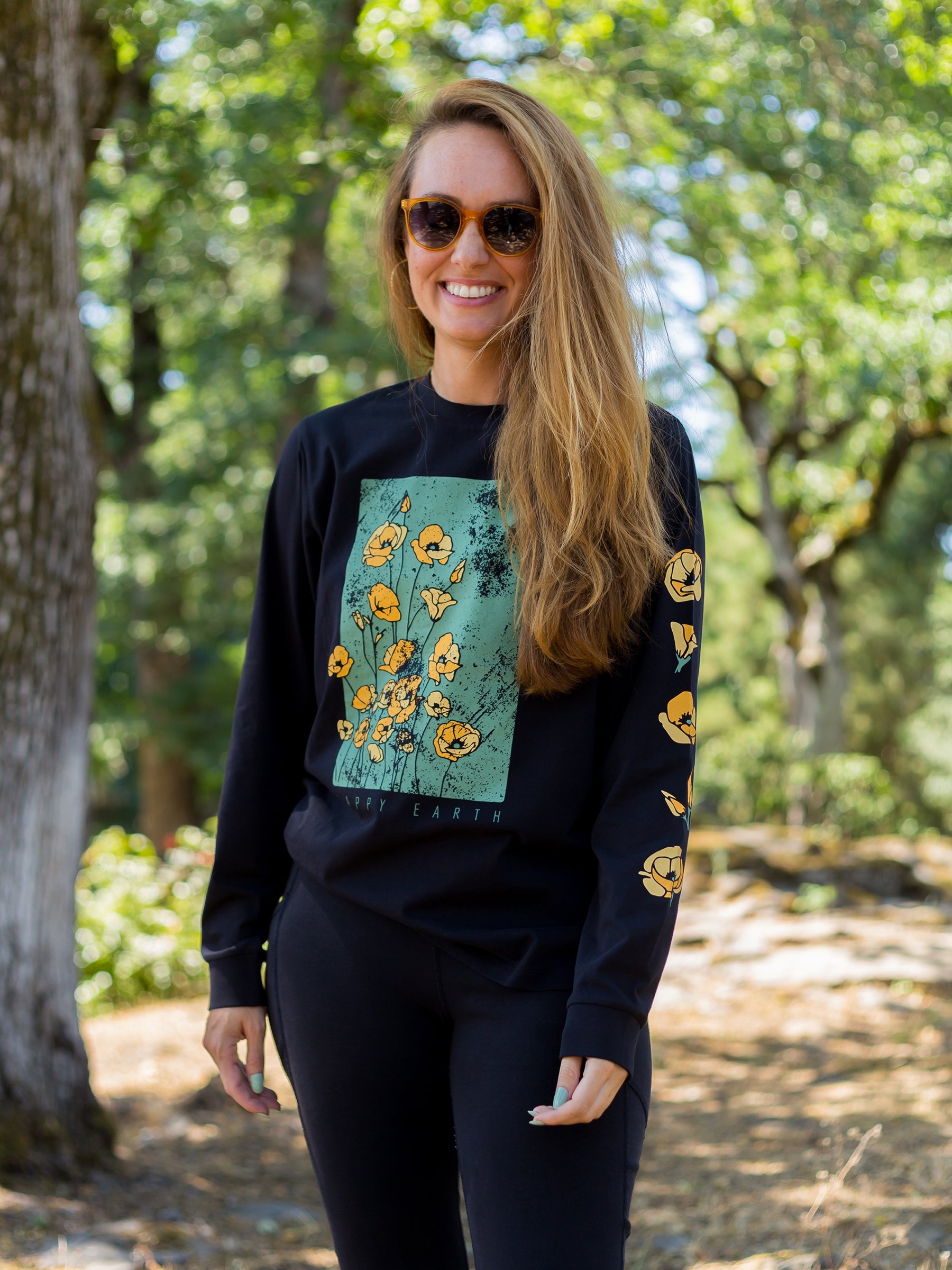 Superbloom Tee, a Organic Long Sleeve Tee by Happy Earth Apparel