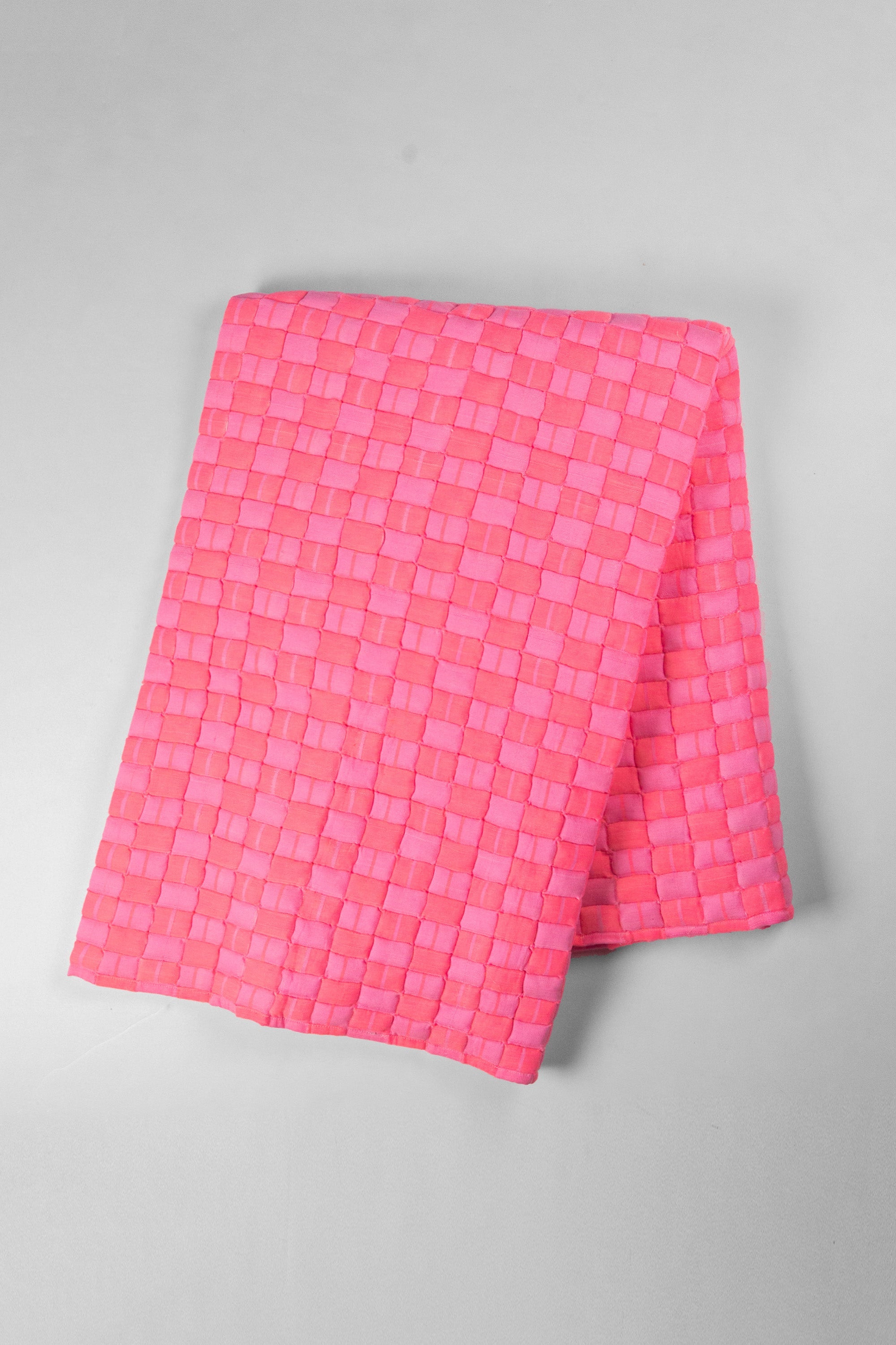 Quilted Sujani Throw Blanket (Neon Pink)
