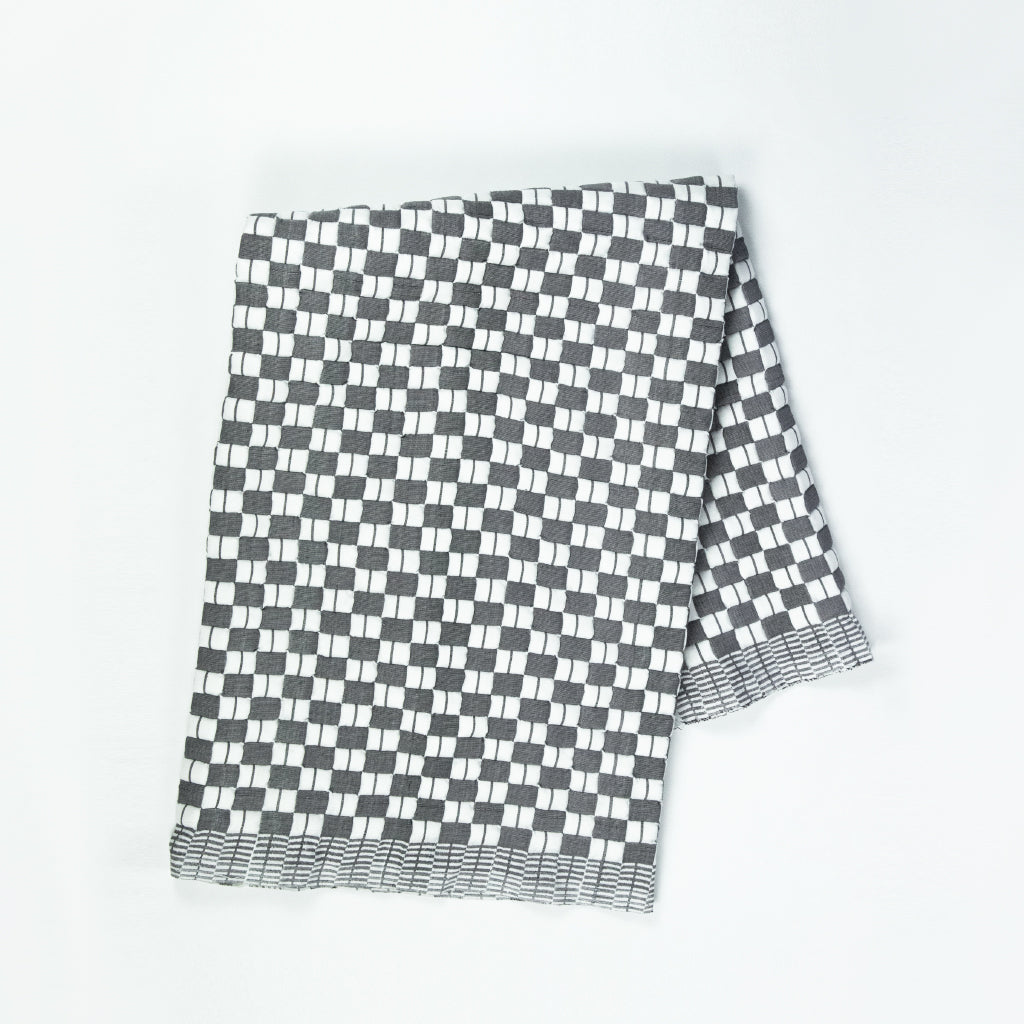 Quilted Suzani Throw Blanket (Soft Black & White)