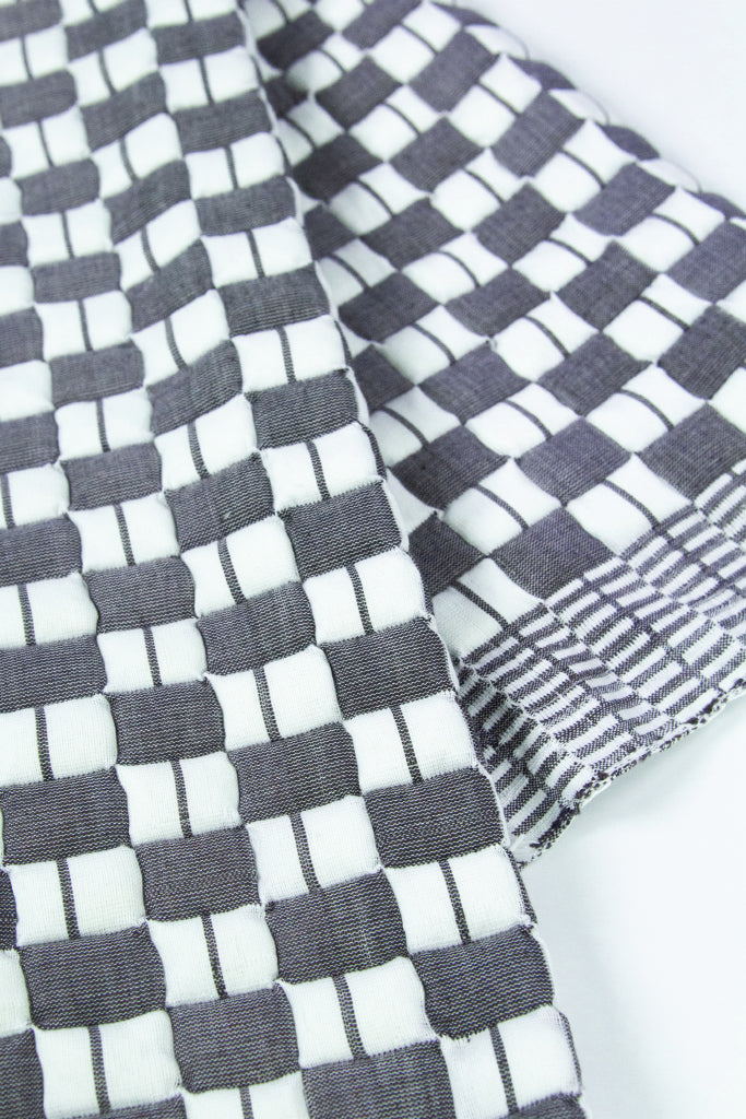 Quilted Suzani Throw Blanket (Soft Black & White)