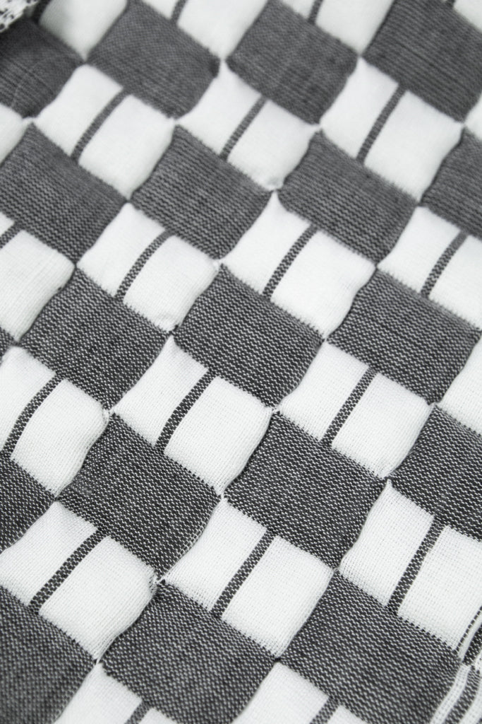 Quilted Suzani Throw Blanket (Soft Black & White)