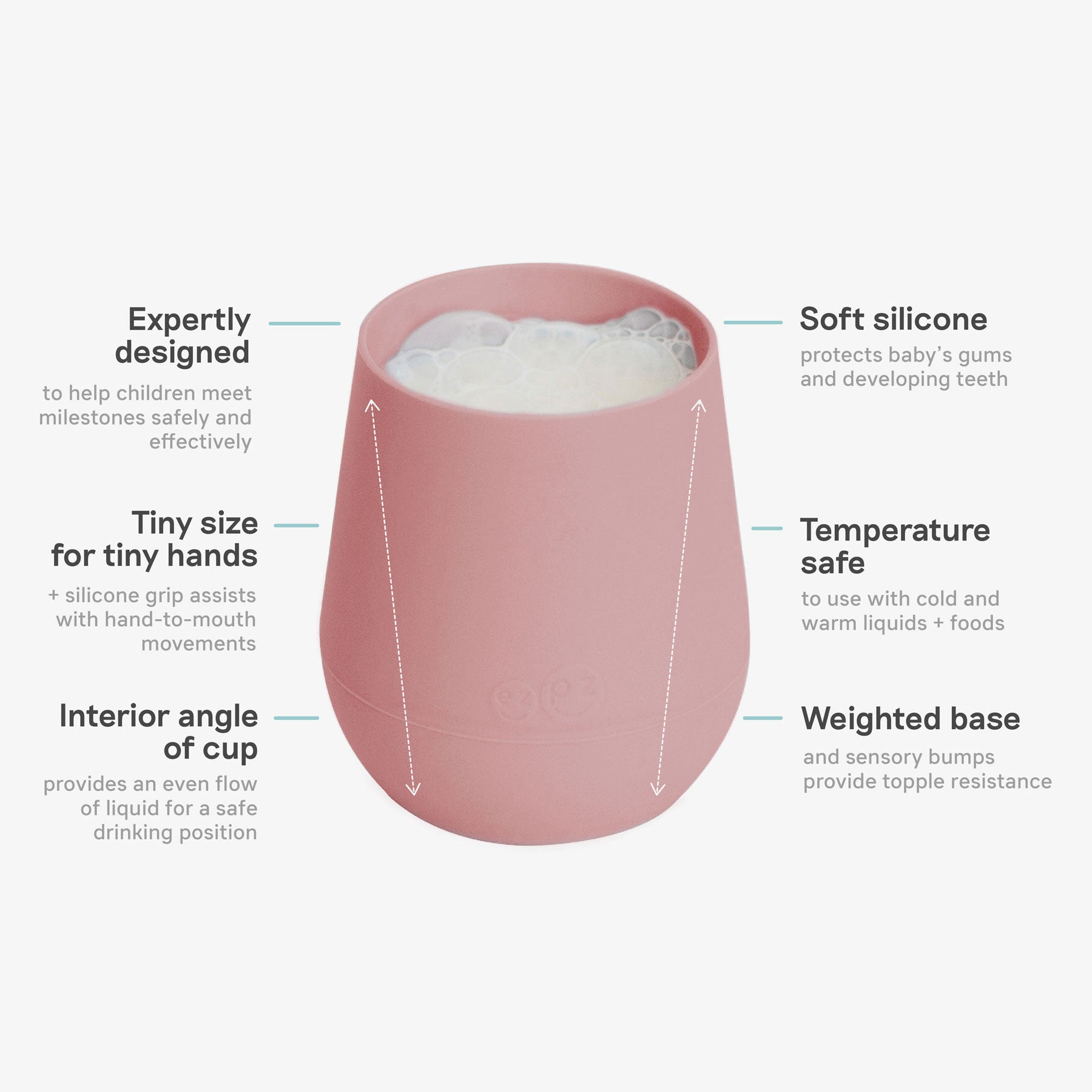 The Tiny Cup in Blush by ezpz / Open-Top, Silicone Drinking Cup for Babies #color_blush