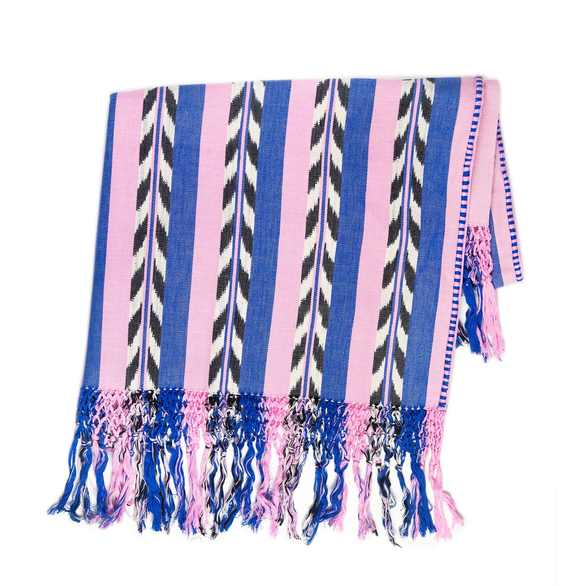 Palm Ikat Blanket (Blue & Pink)