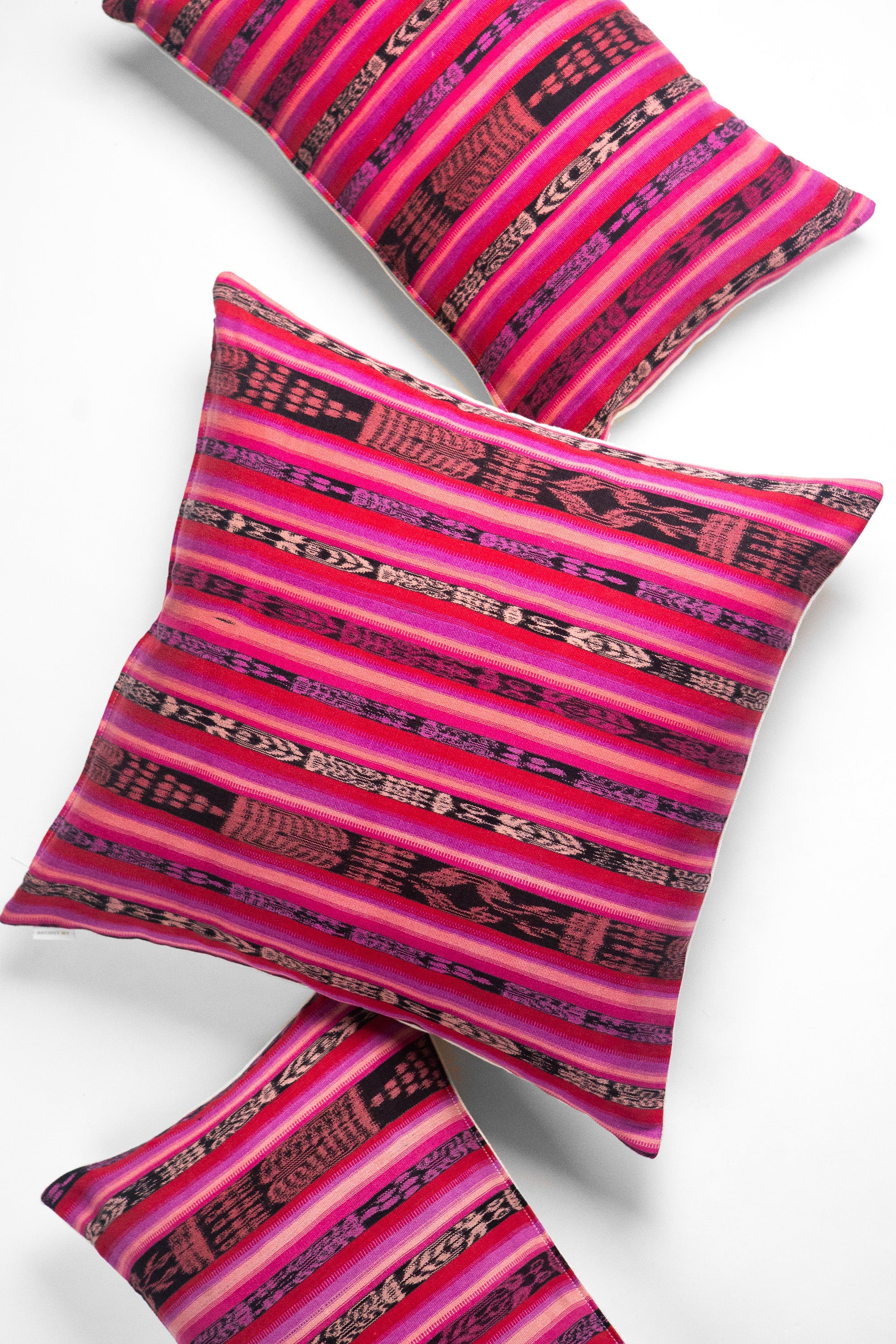 Vintage Magenta, Red & Black Ikat Pillow