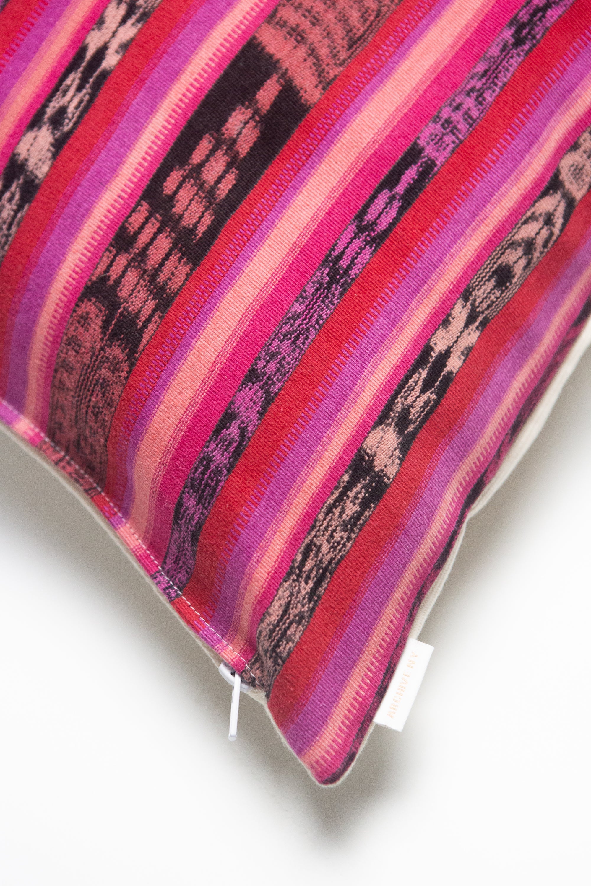Vintage Magenta, Red & Black Ikat Pillow